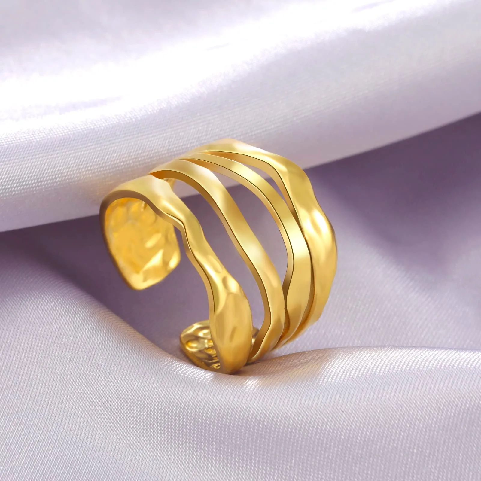 TEAMER Anello Labirinto di Vortici in Acciaio Inox Regolabile, Geometrico a Spirale, Oro (Stile 3) - immagine 6