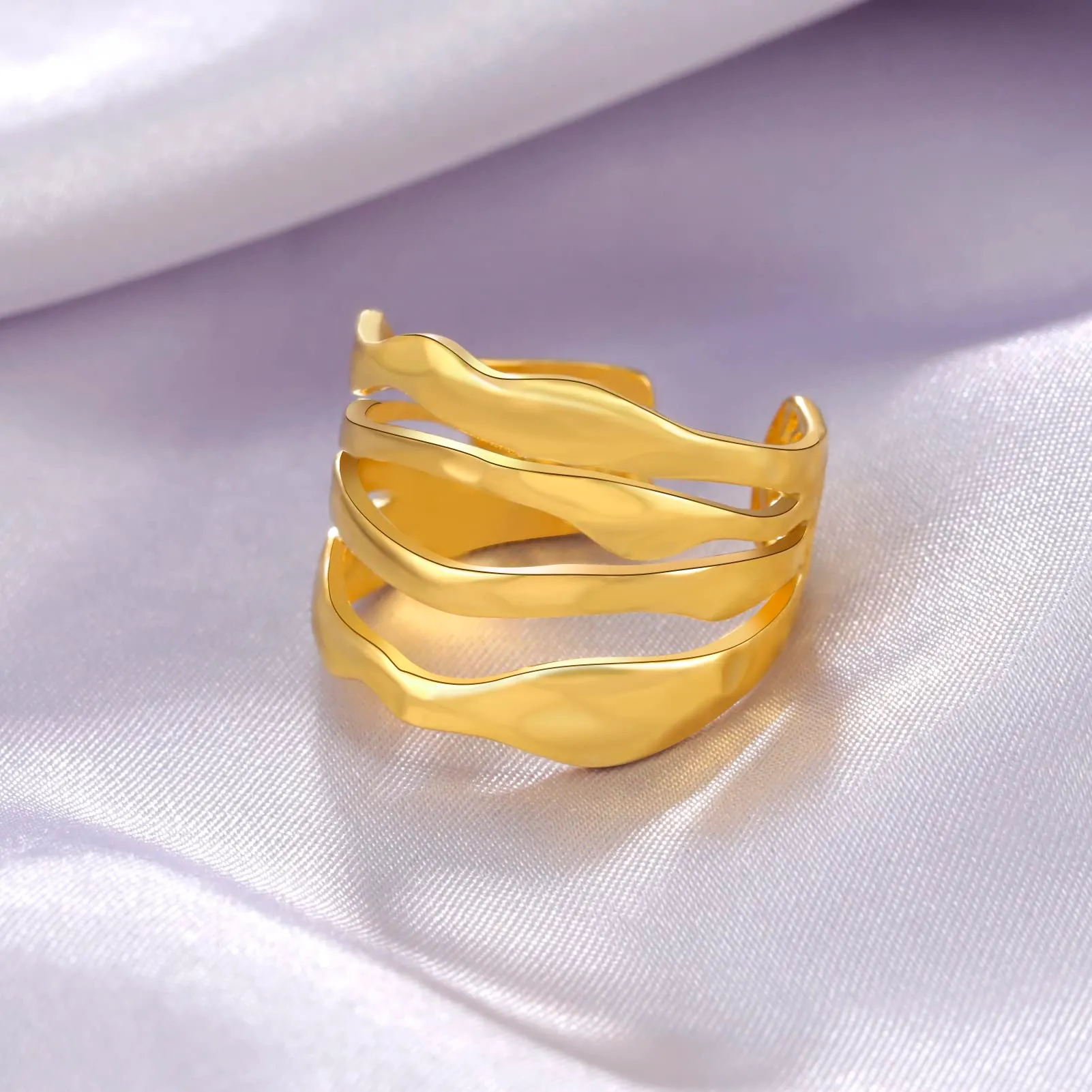 TEAMER Anello Labirinto di Vortici in Acciaio Inox Regolabile, Geometrico a Spirale, Oro (Stile 3) - immagine 7