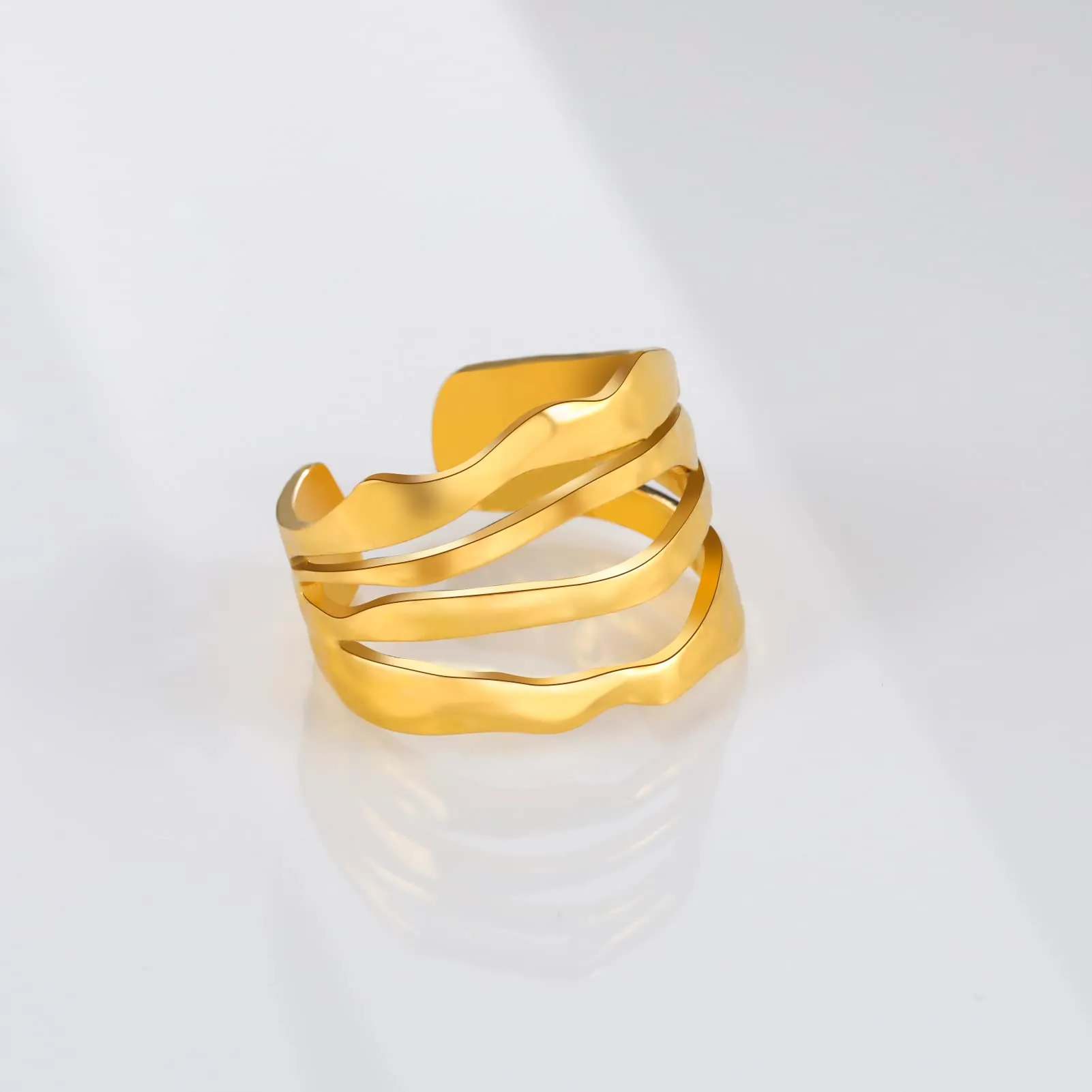 TEAMER Anello Labirinto di Vortici in Acciaio Inox Regolabile, Geometrico a Spirale, Oro (Stile 3) - immagine 8