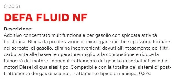 Pakelo DEFA Fluid NF Additivo Gasolio con Agente Biostatico, 1 Litro - immagine 2