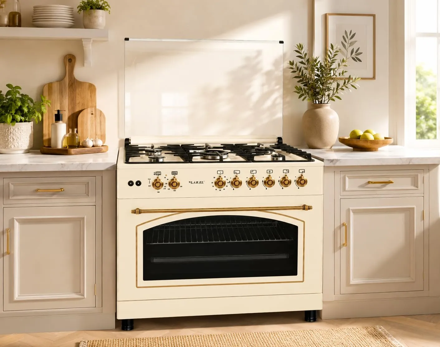 Lar.el Cucina Rustica 90x60 cm con Forno a Gas, 5 Fuochi, Griglie in Ghisa e Accensione Elettronica (Metano/GPL) - CUC.L90GR - immagine 4