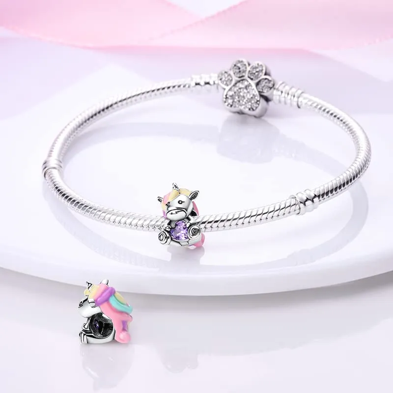 TINSLO Bead Charm Ciondolo Argento Sterling 925 con Cubic Zirconia per Braccialetti e Collane Europei - immagine 3