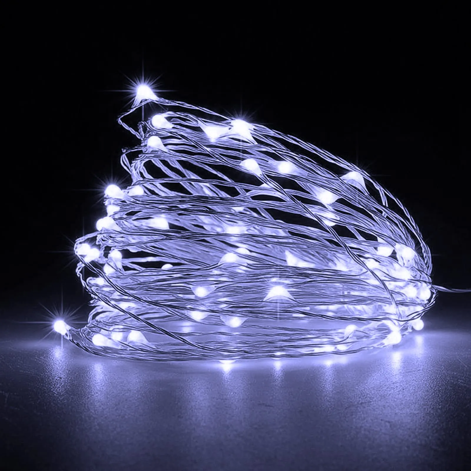 Jsdoin Lucine LED Decorative a Batteria, 5M 50 LED Filo Luci Natale, Bianco Freddo, 2 Pcs 5m50leds - immagine 1