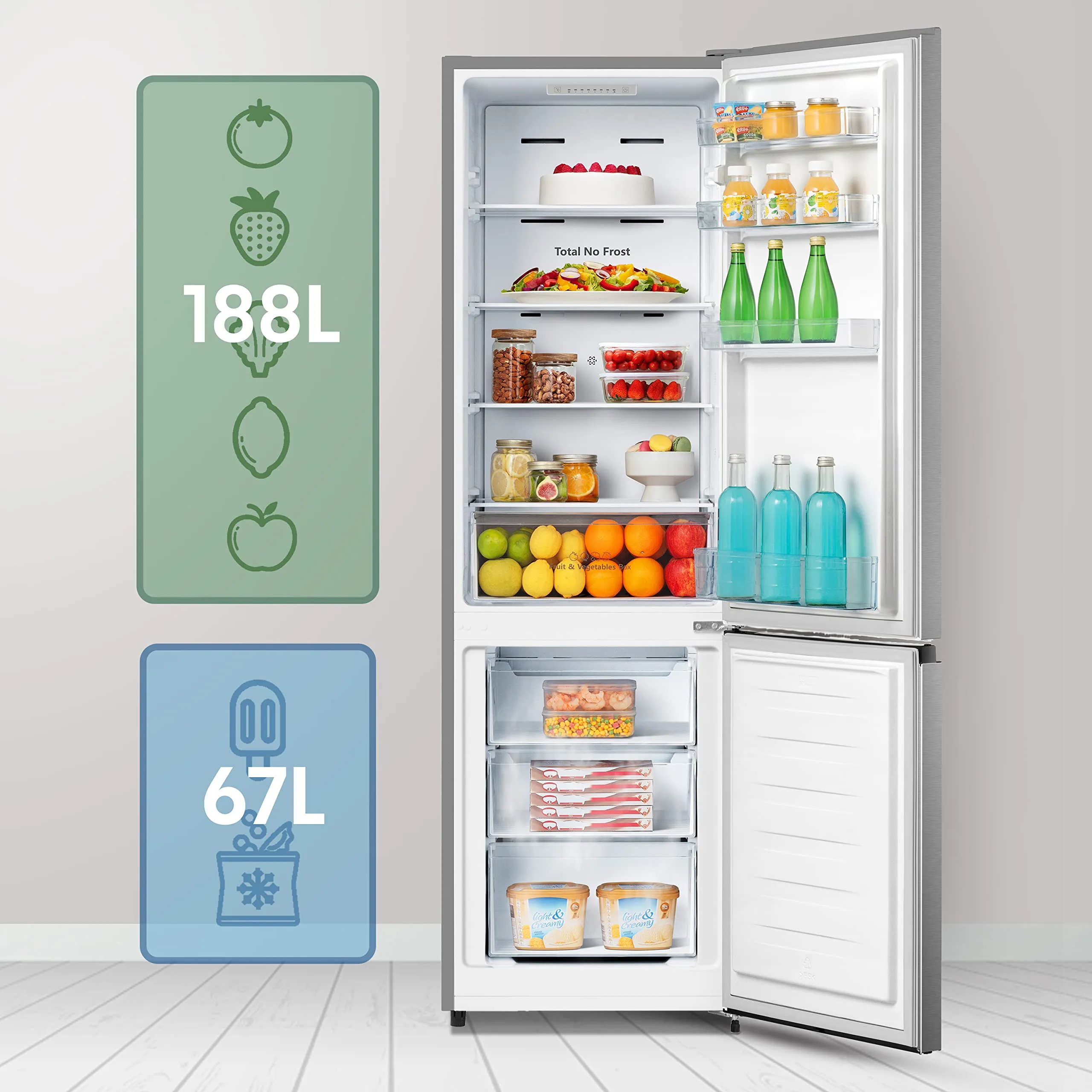 Hisense RB329N4ACE Frigorifero Combinato Total No Frost, Inox, 180 cm, 255 L - immagine 6