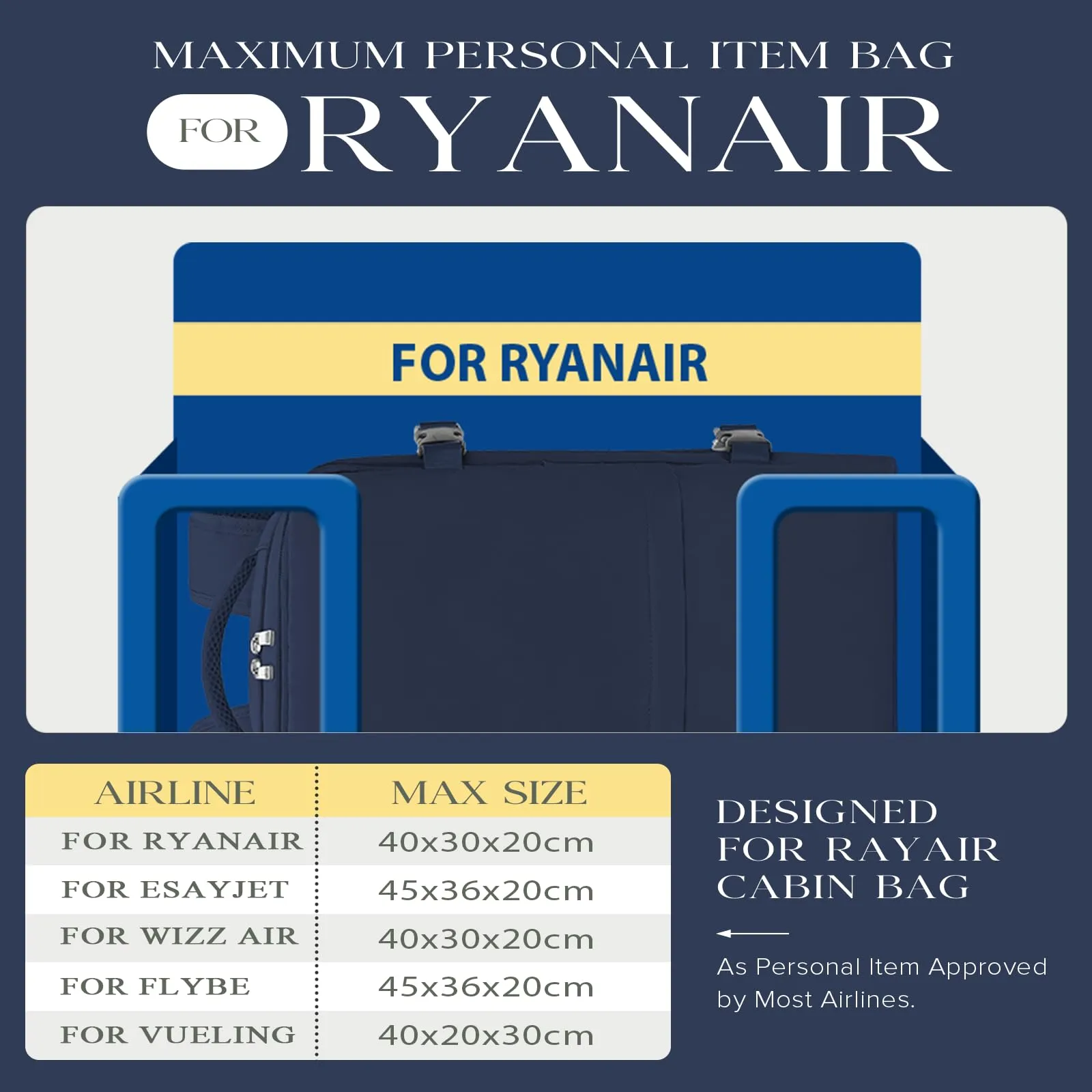 Hayayu Zaino Bagaglio a Mano per Ryanair 40x20x28 cm - immagine 3