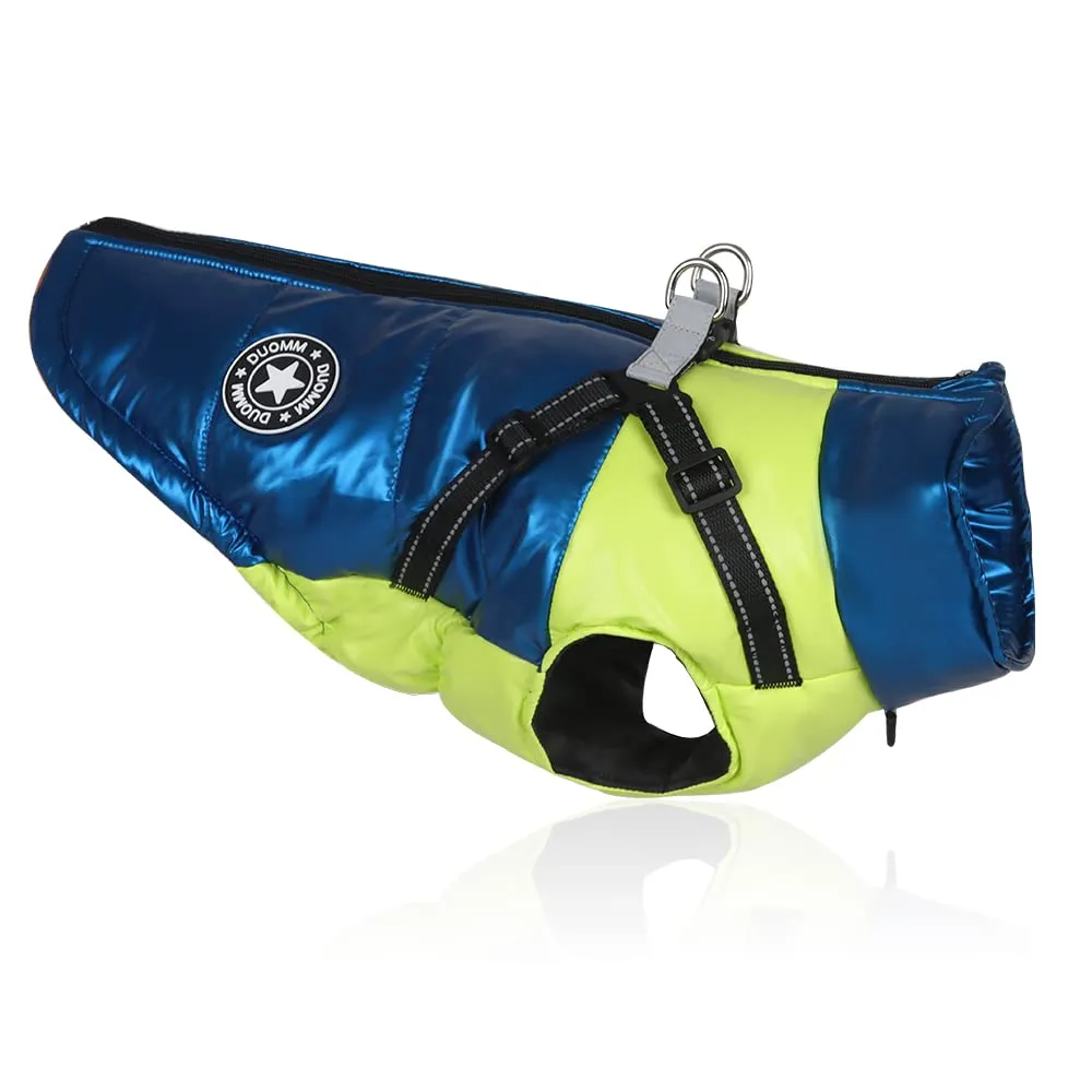 DoggieKit Cappotto Impermeabile e Riflettente per Cani e Gatti, Giacca in Cotone per Inverno, Taglia XL, Blu - immagine 2