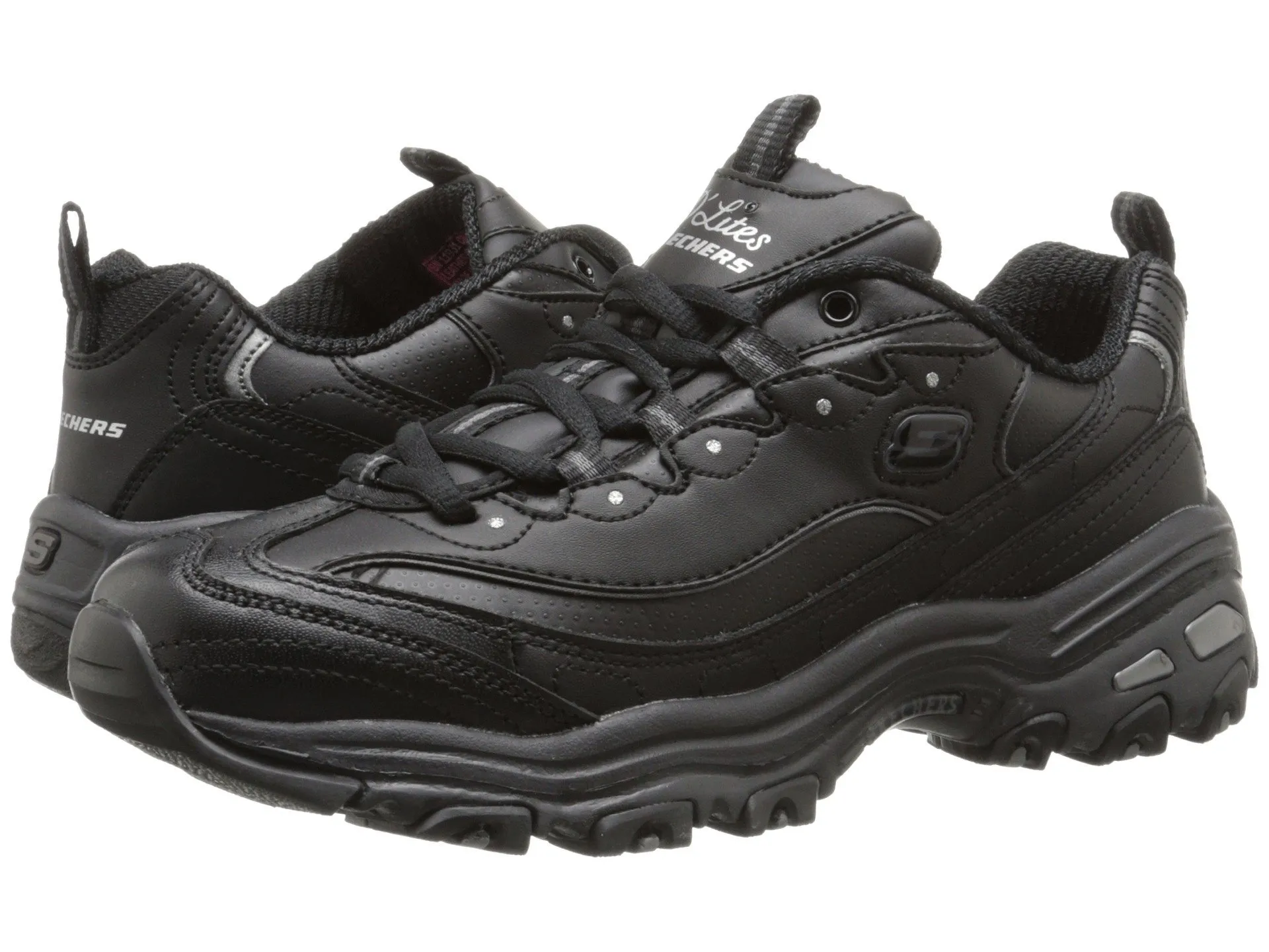 Skechers D'Lites Fresh Start Women's Shoes, Black Leather Mesh Charcoal Trim Yellow, 35 EU - immagine 3