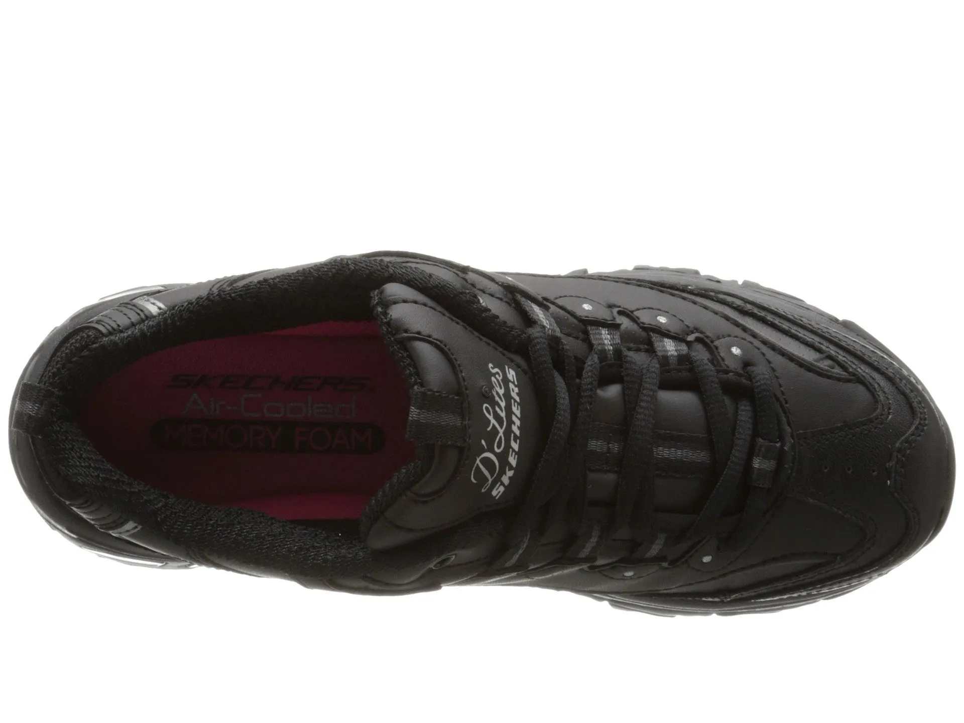 Skechers D'Lites Fresh Start Women's Shoes, Black Leather Mesh Charcoal Trim Yellow BBK, 37 EU - immagine 4