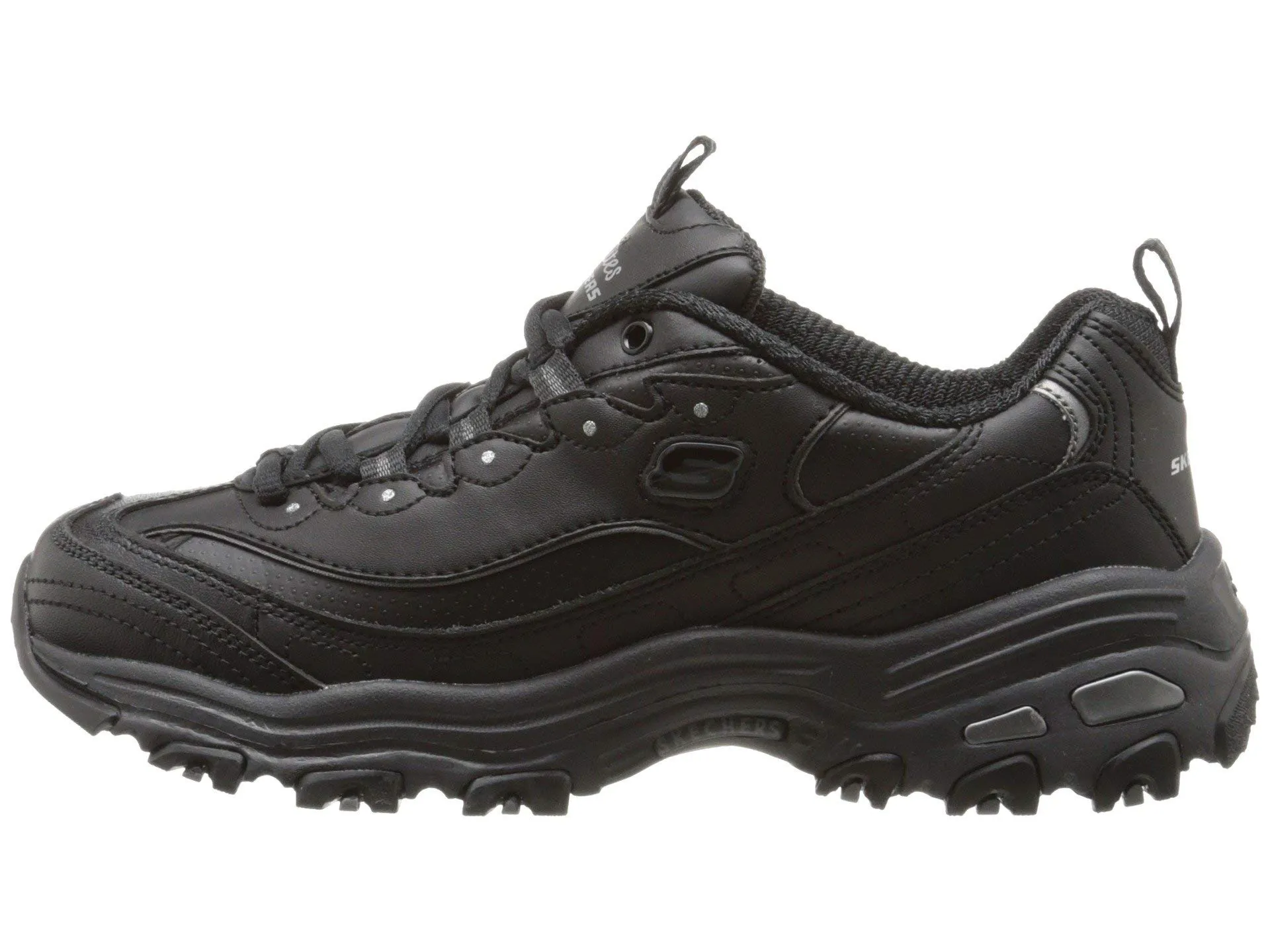 Skechers D'Lites Fresh Start Women's Shoes, Black Leather Mesh Charcoal Trim Yellow BBK, 37 EU - immagine 6