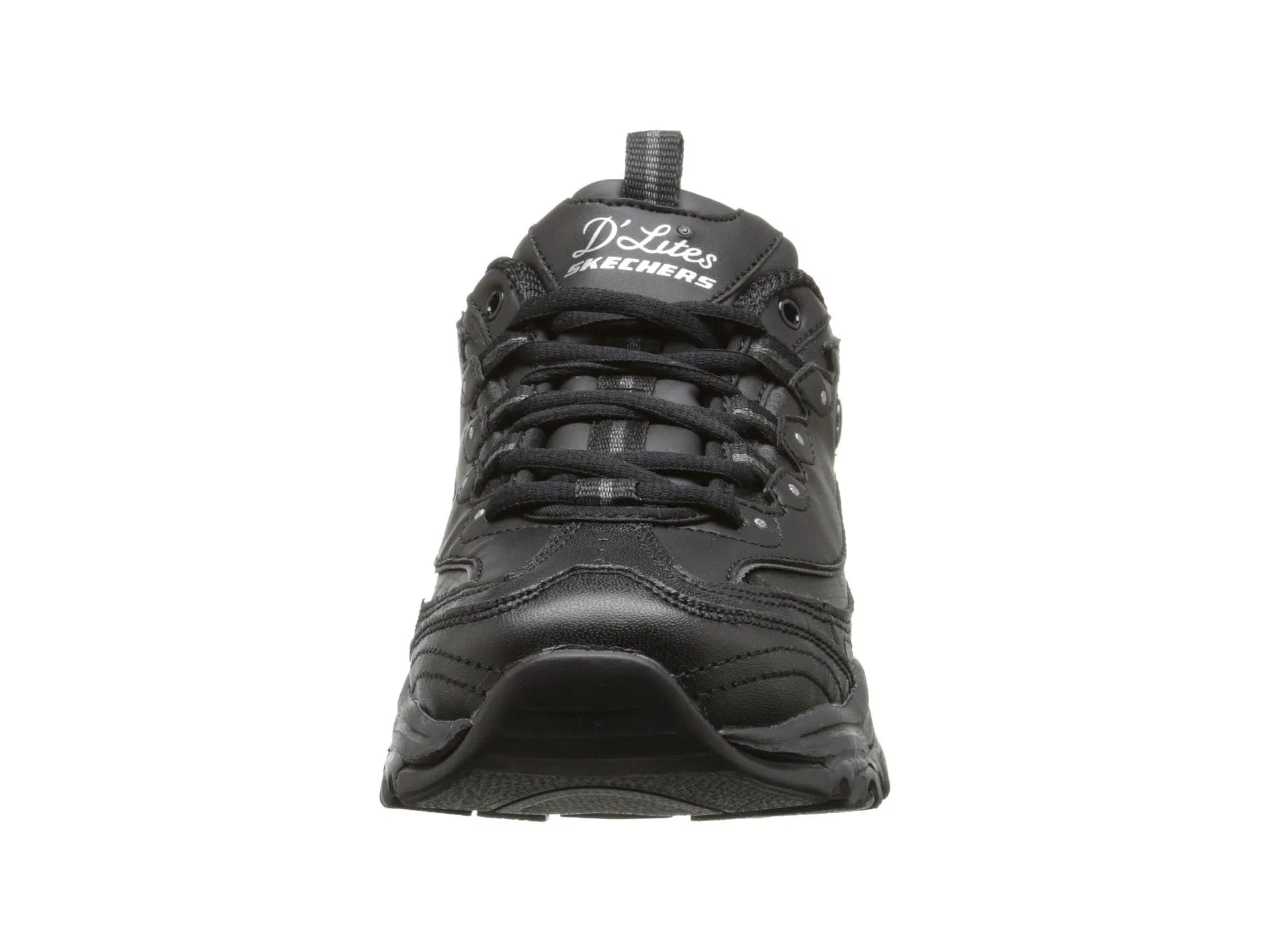 Skechers D'Lites Fresh Start Women's Shoes - Black Leather Mesh Charcoal Trim Yellow BBK, 41 EU - immagine 9