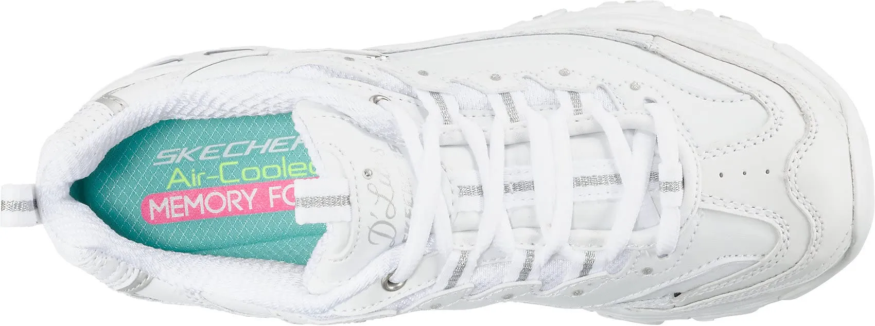 Skechers D'Lites Fresh Start Women's Shoes - White Leather Mesh Silver Trim L - immagine 8