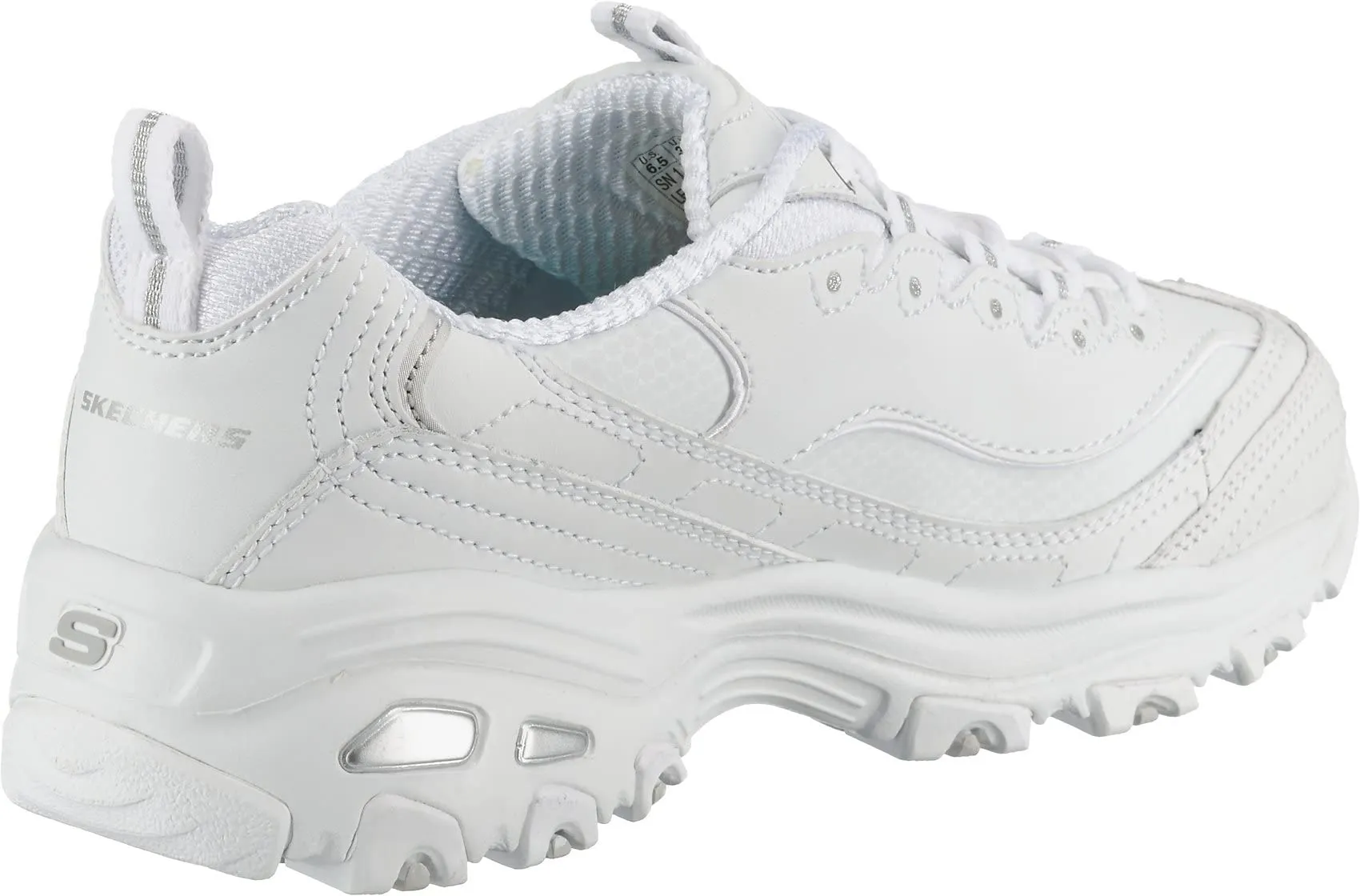 Skechers D'Lites Fresh Start White Leather Mesh Silver Trim L, 37.5 EU - immagine 7