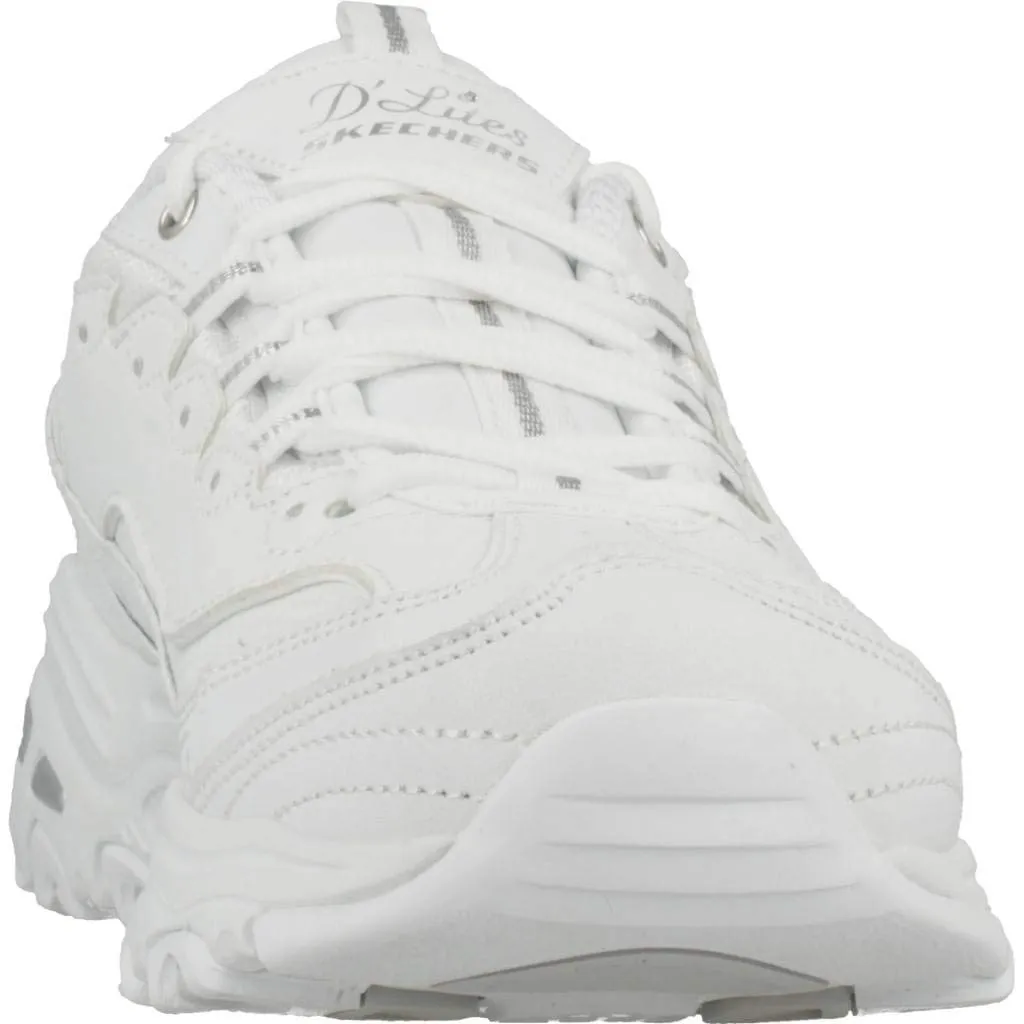 Skechers D'Lites Fresh Start Women's Shoes, White Leather Mesh Silver Trim, 39 EU - immagine 9