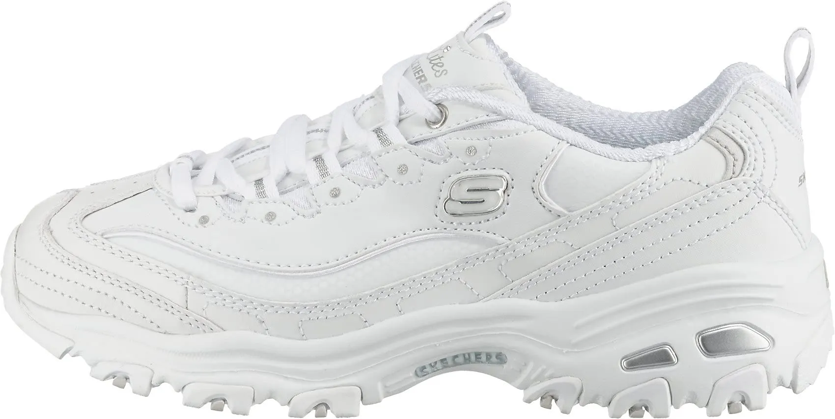 Skechers D'Lites Fresh Start Trainers - White Leather/Mesh/Silver Trim - 40 EU - immagine 5