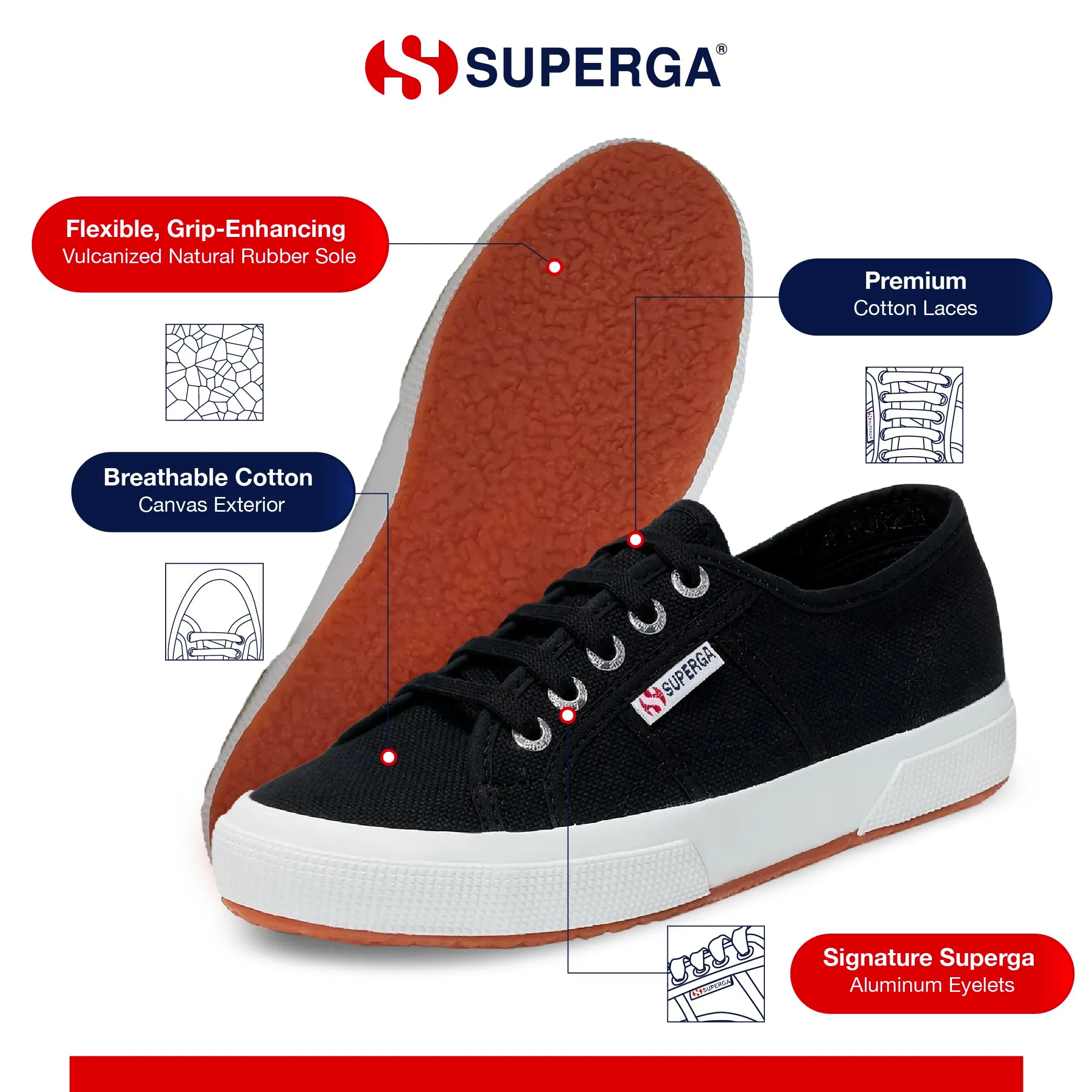 Superga 2750-cotu Classic Low Top Unisex Sneakers, Black White, 37.5 EU - immagine 6