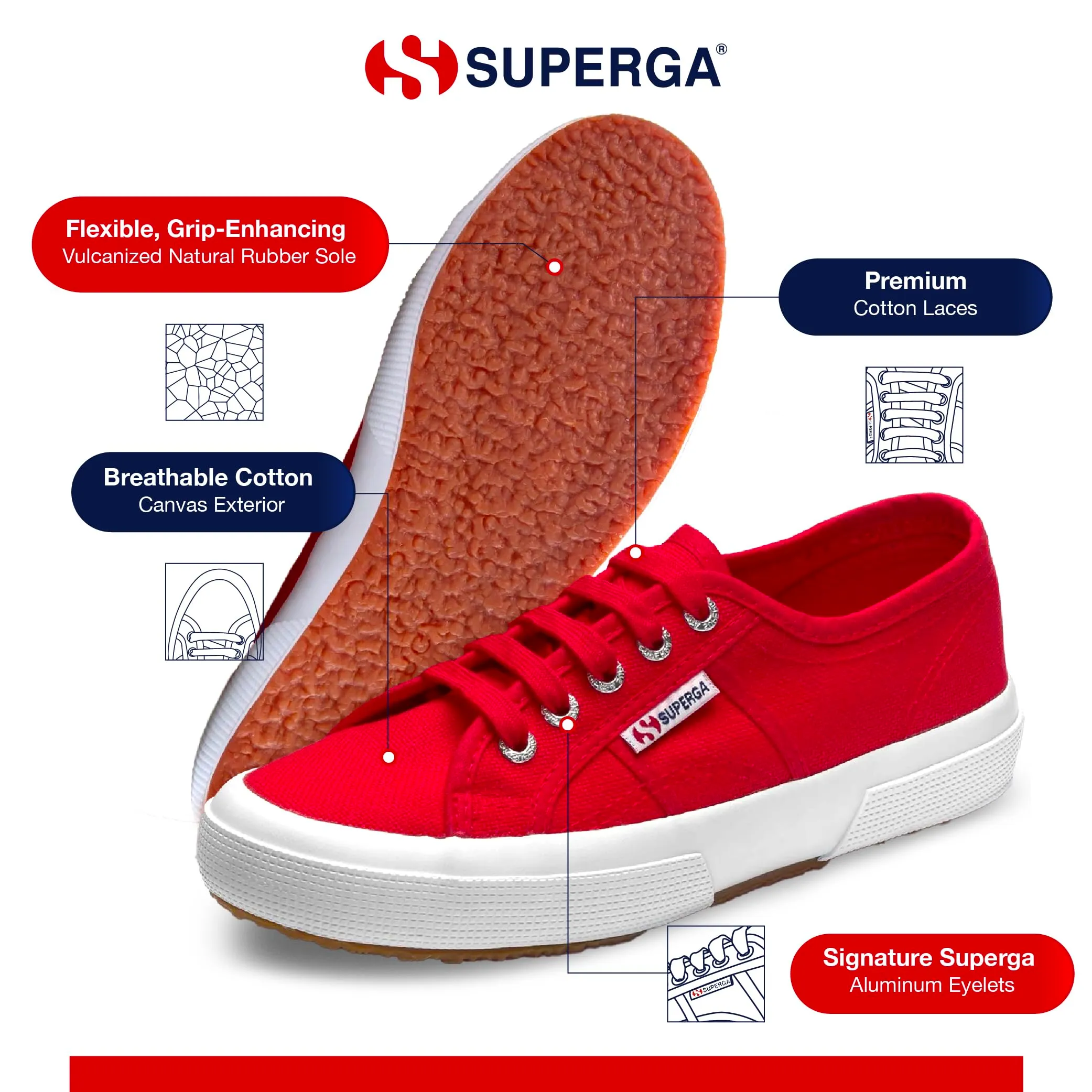 Superga 2750-cotu Classic Low Top Sneakers Unisex Adult, Rosso Red White, 39.5 EU - immagine 5