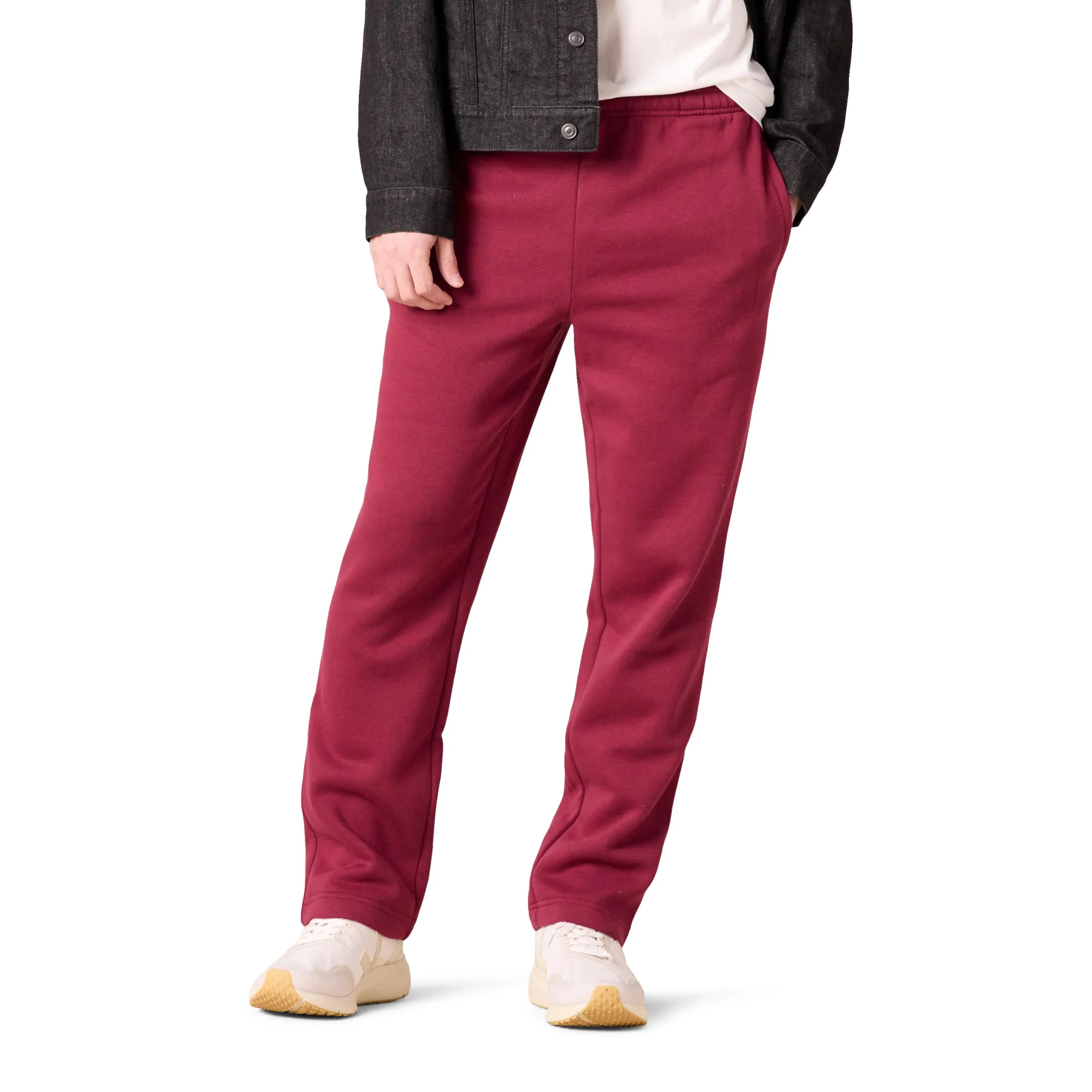 Amazon Essentials Pantaloni Sportivi in Pile con Fondo Aperto Uomo, Rosso Scuro, L - immagine 1