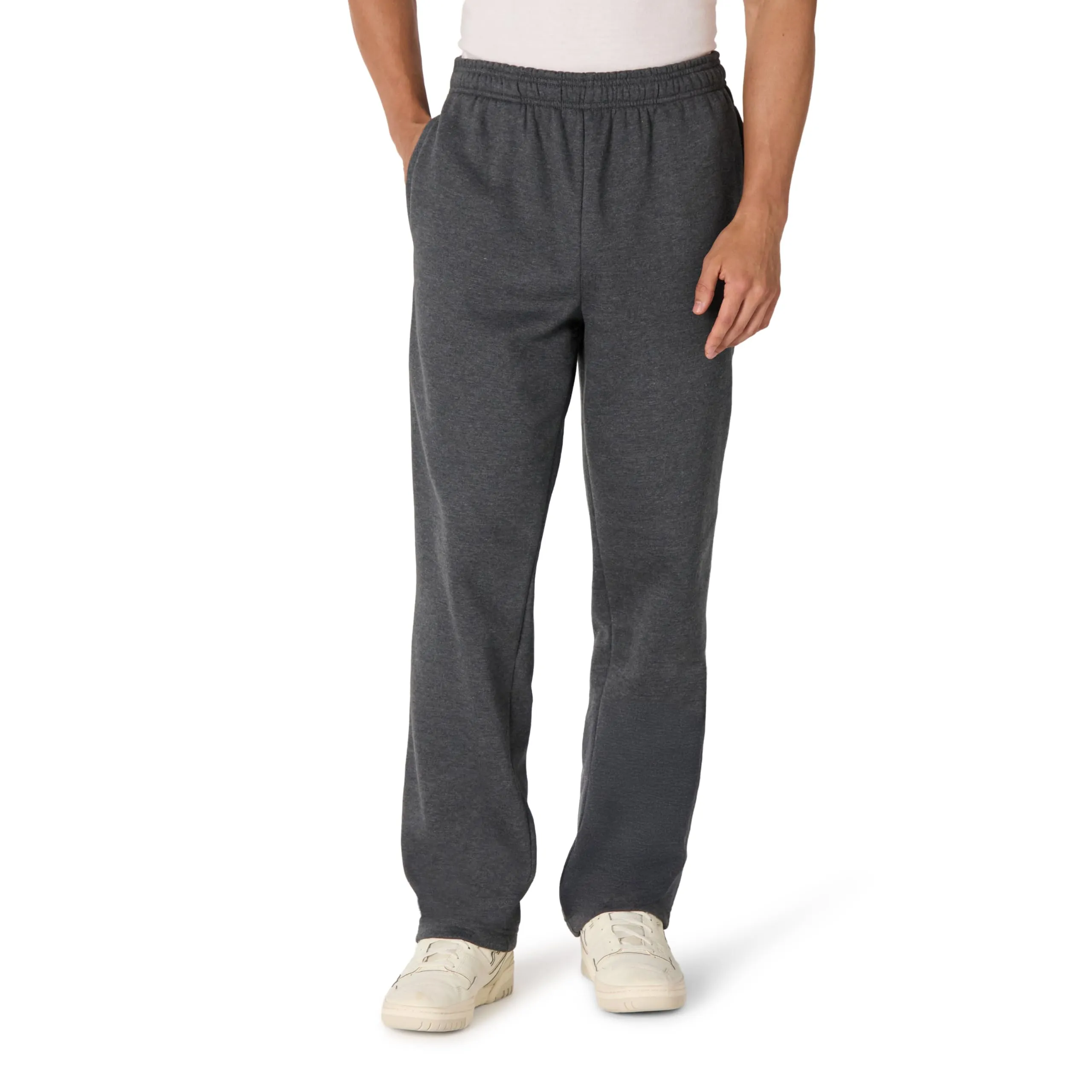 Amazon Essentials Pantaloni Sportivi in Pile con Fondo Aperto Uomo, Carbone Puntinato, M - immagine 1