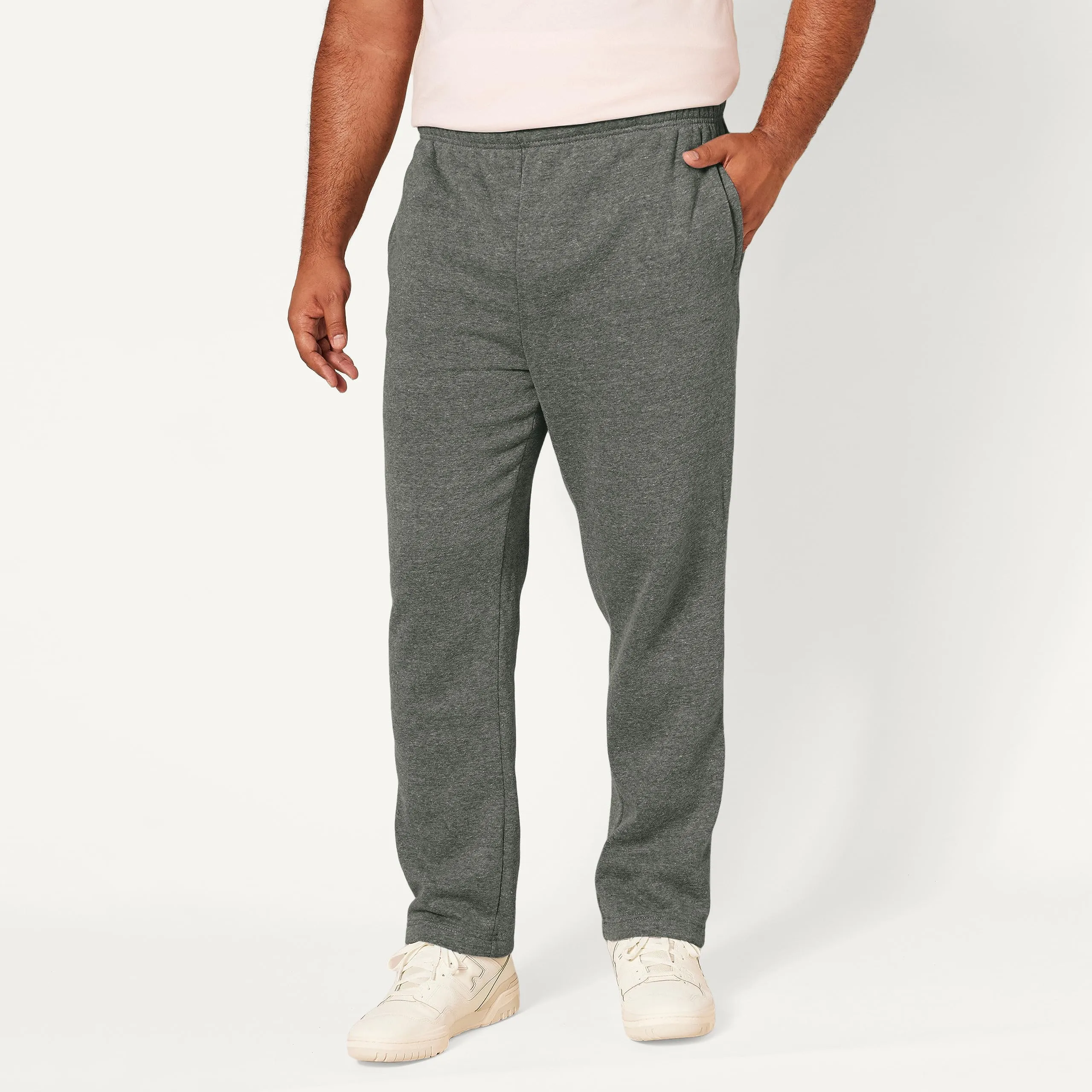 Amazon Essentials Pantaloni Sportivi in Pile con Fondo Aperto Uomo, Grigio Medio Puntinato, M - immagine 4