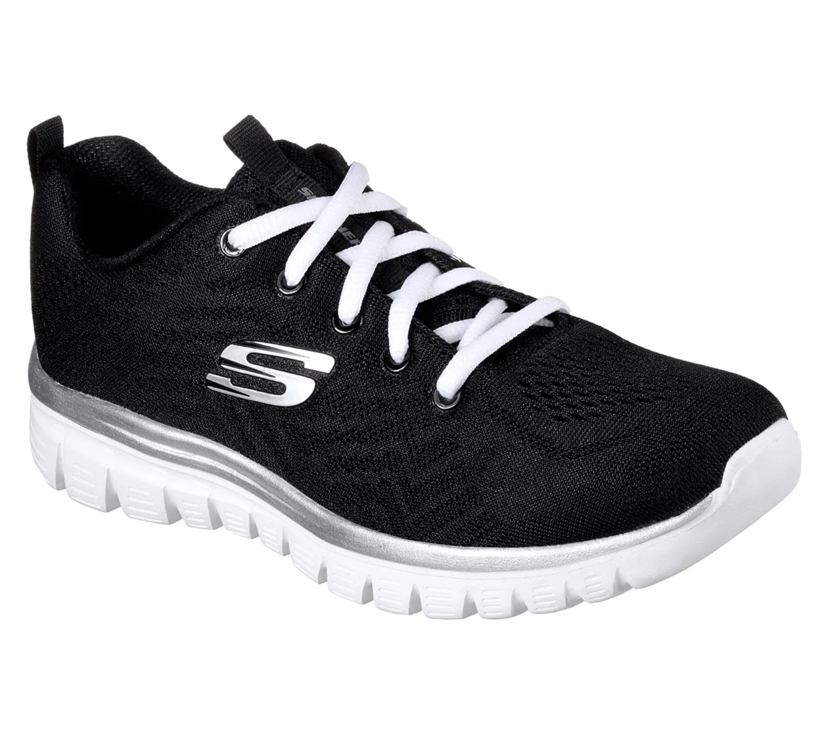 Skechers Women's Graceful Get Connected Black/White 38.5 EU Wide - immagine 2