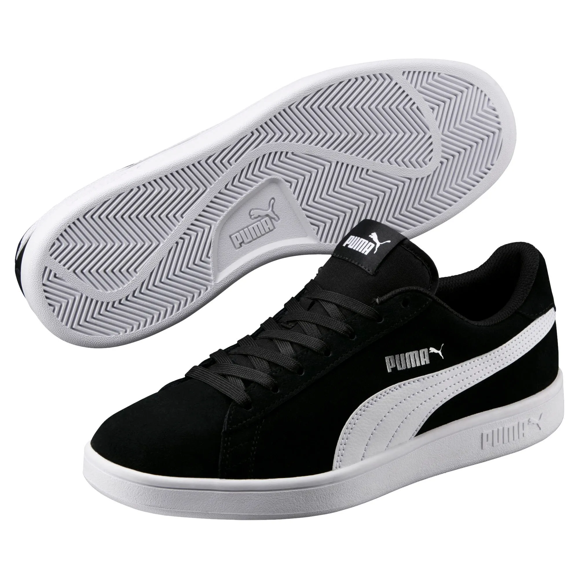 PUMA Smash V2, Nero Puma Black Puma White Puma Silver, 40.5 EU - immagine 4