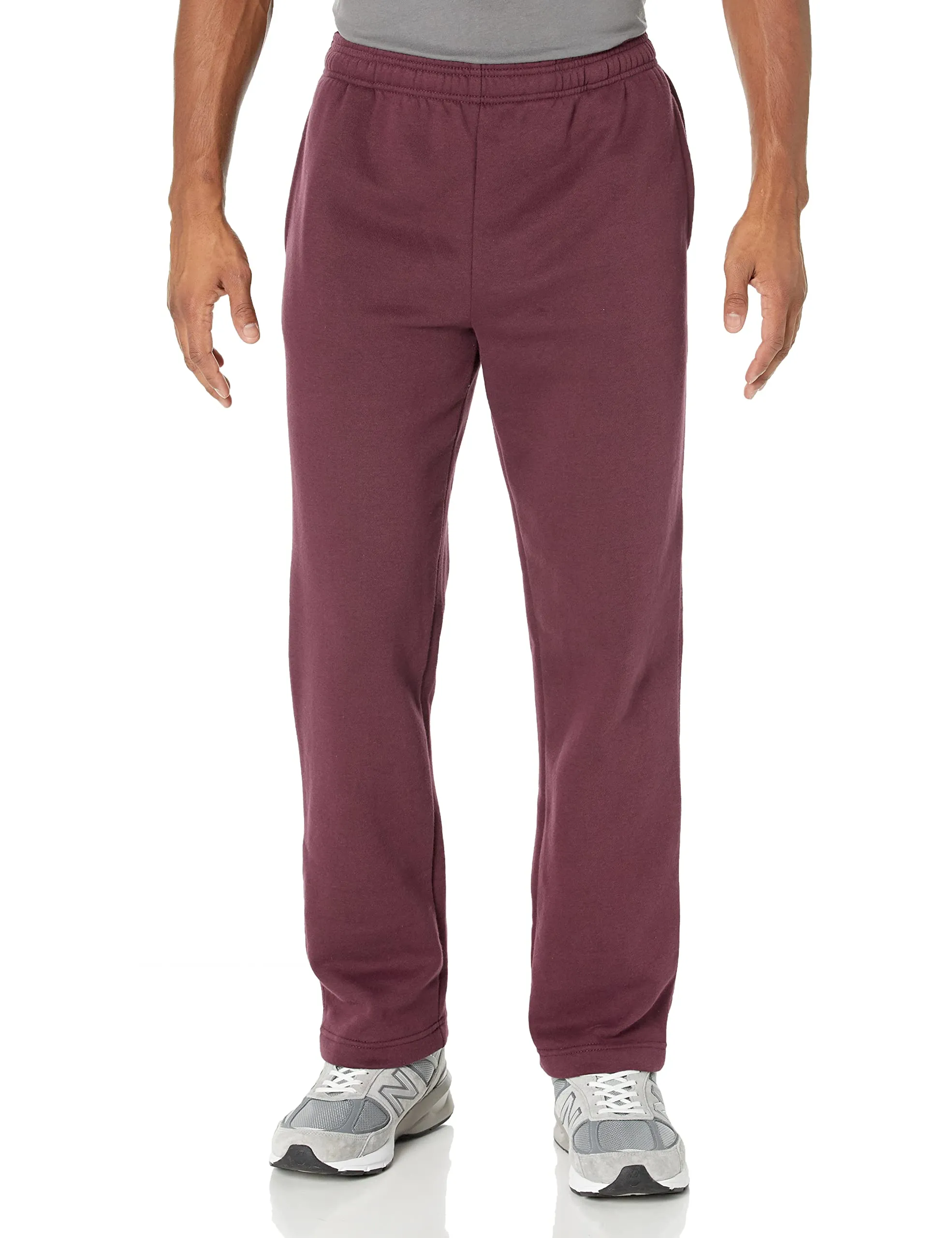 Amazon Essentials Pantaloni Sportivi in Pile con Fondo Aperto Uomo, Bordeaux, XS - immagine 1
