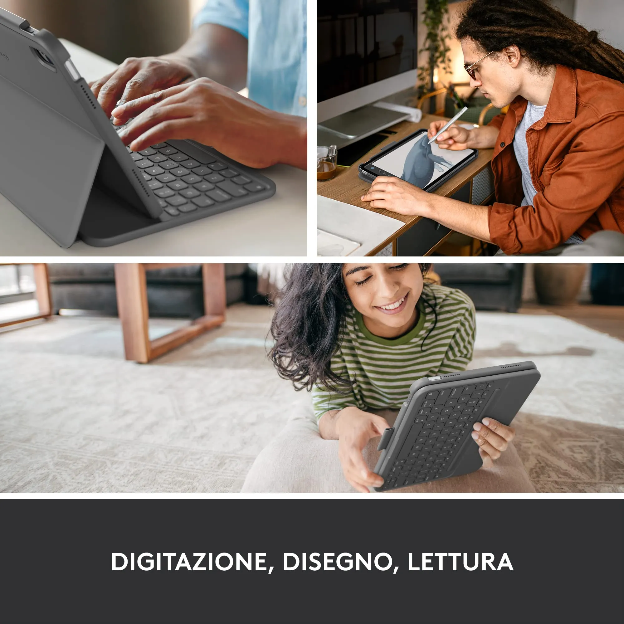 Logitech Slim Folio Keyboard Case for iPad (10th Gen), ITA QWERTY, Graphite - immagine 7