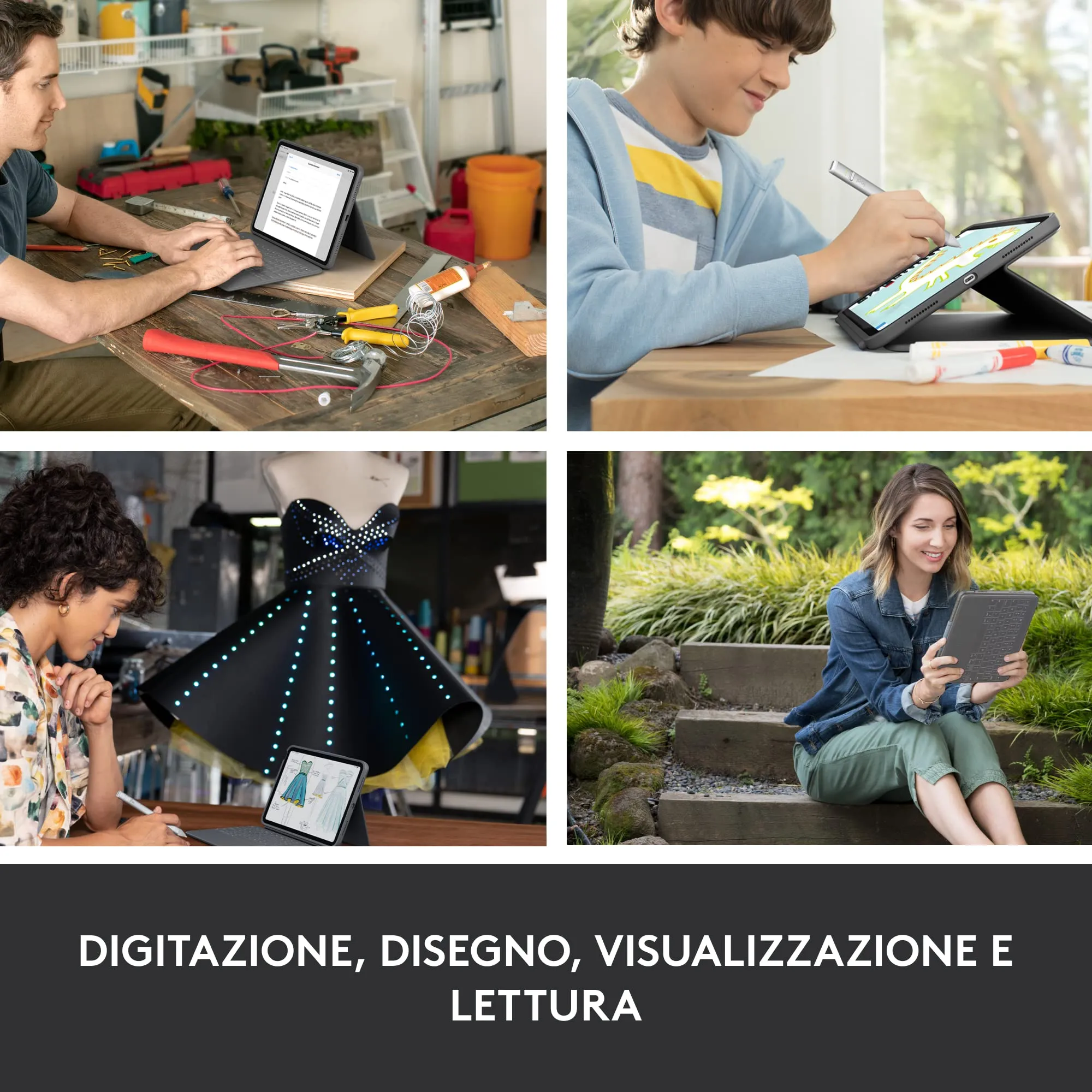 Logitech Rugged Folio Custodia con Tastiera per iPad - ITA QWERTY - immagine 5