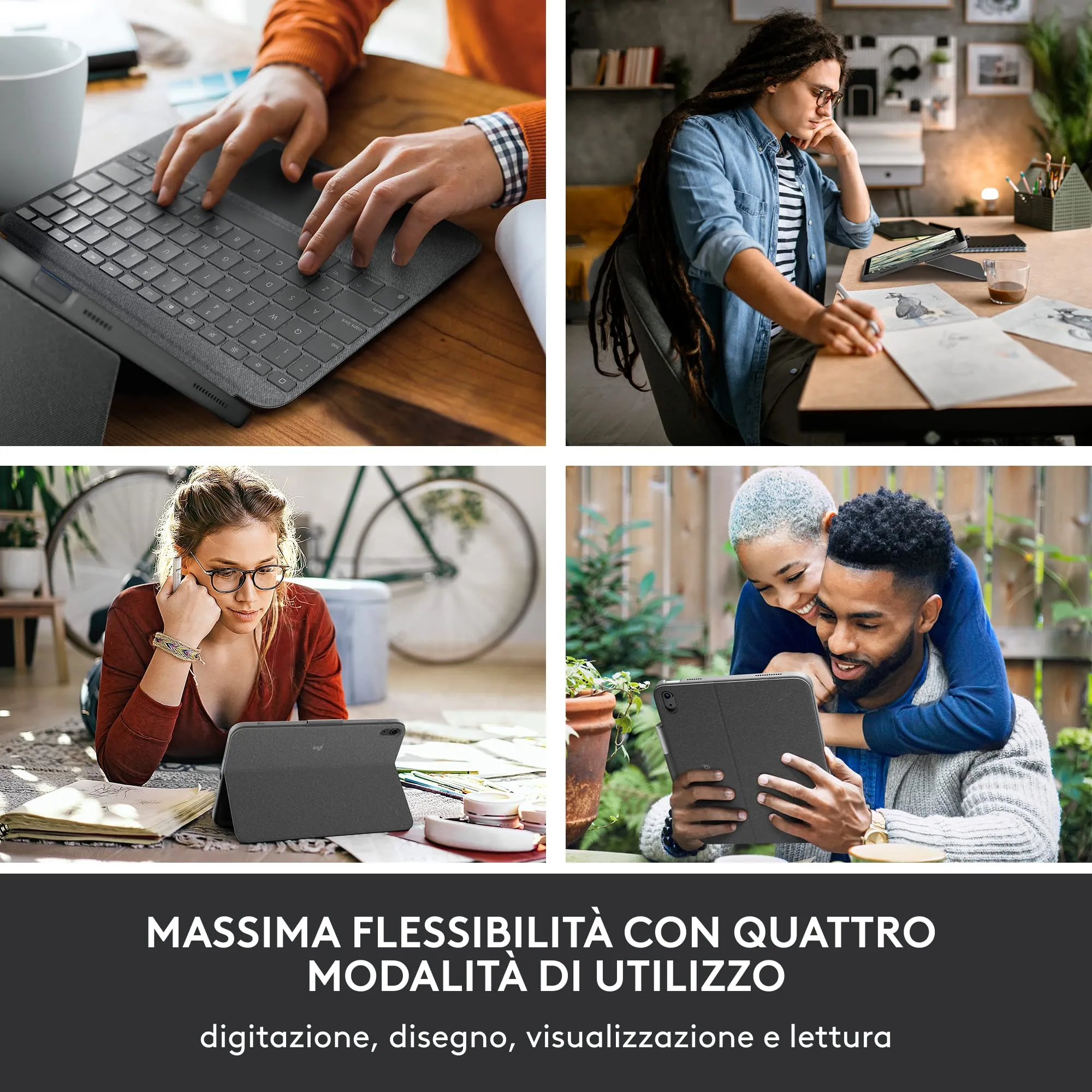 Logitech Combo Touch Custodia con Tastiera rimovibile per iPad (10a generazione) - ITA QWERTY - immagine 2