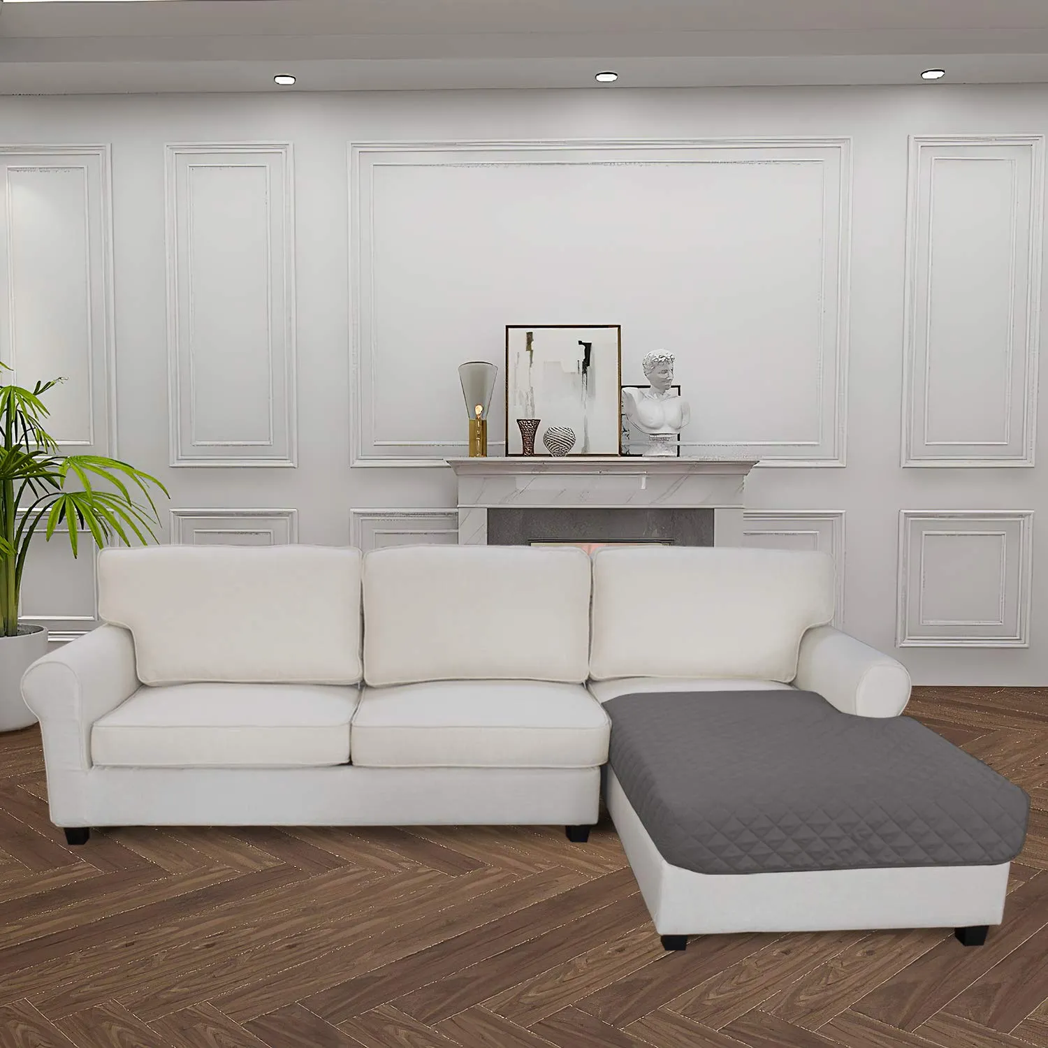Easy-Going Copridivano Sezionale per Divano a L, Fodera Reversibile per Chaise Lounge e Protezione Mobili per Animali Domestici, 106.7 x 172.7 cm, Grigio - immagine 2