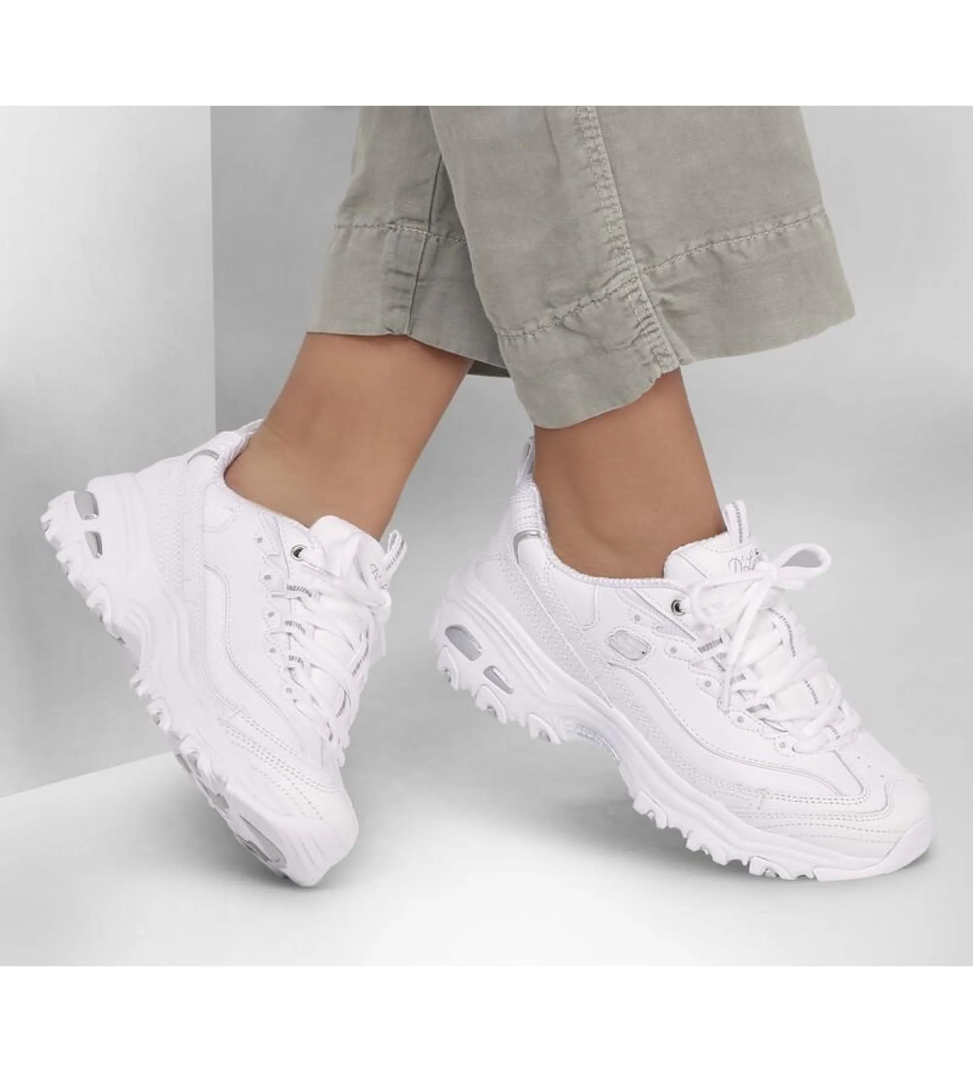 Skechers Sneakers Donna Bianco Argento 35.5 EU - immagine 2