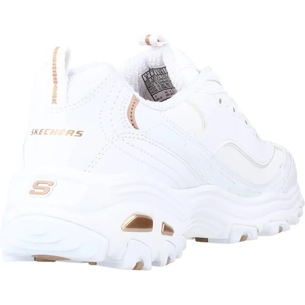 Skechers Sneakers da Donna, Bianco Argento, 35 EU - immagine 6