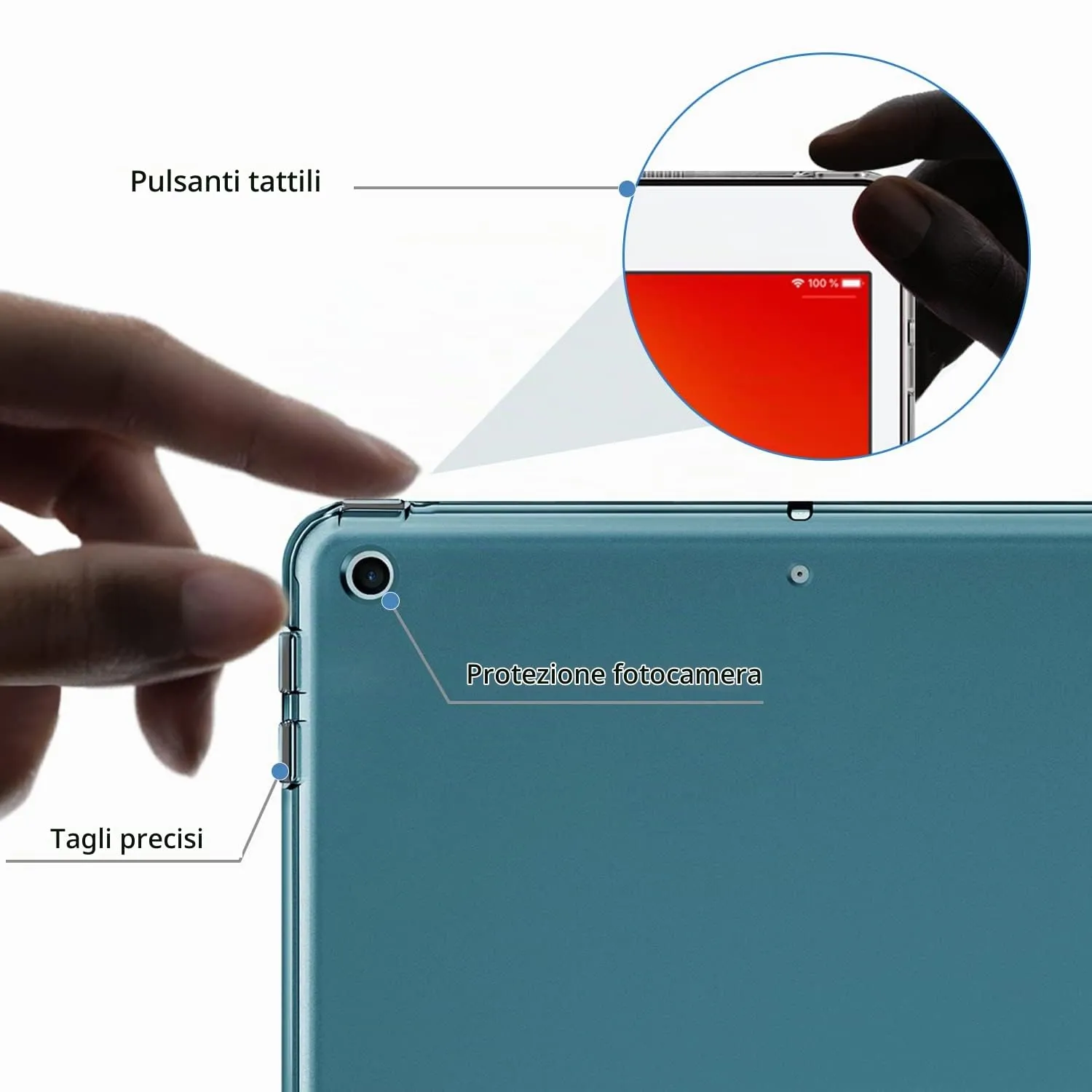 EasyAcc Custodia Cover per iPad 9/8/7 Generazione 10.2 pollici - Blu Pavone - immagine 3