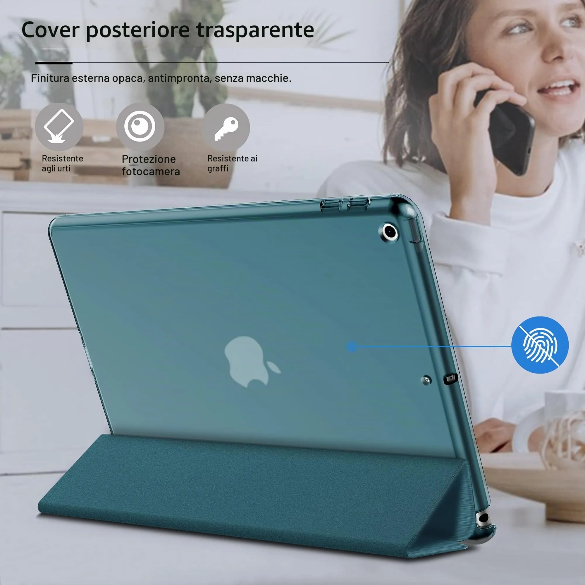 EasyAcc Custodia Cover per iPad 9/8/7 Generazione 10.2 pollici - Blu Pavone - immagine 4