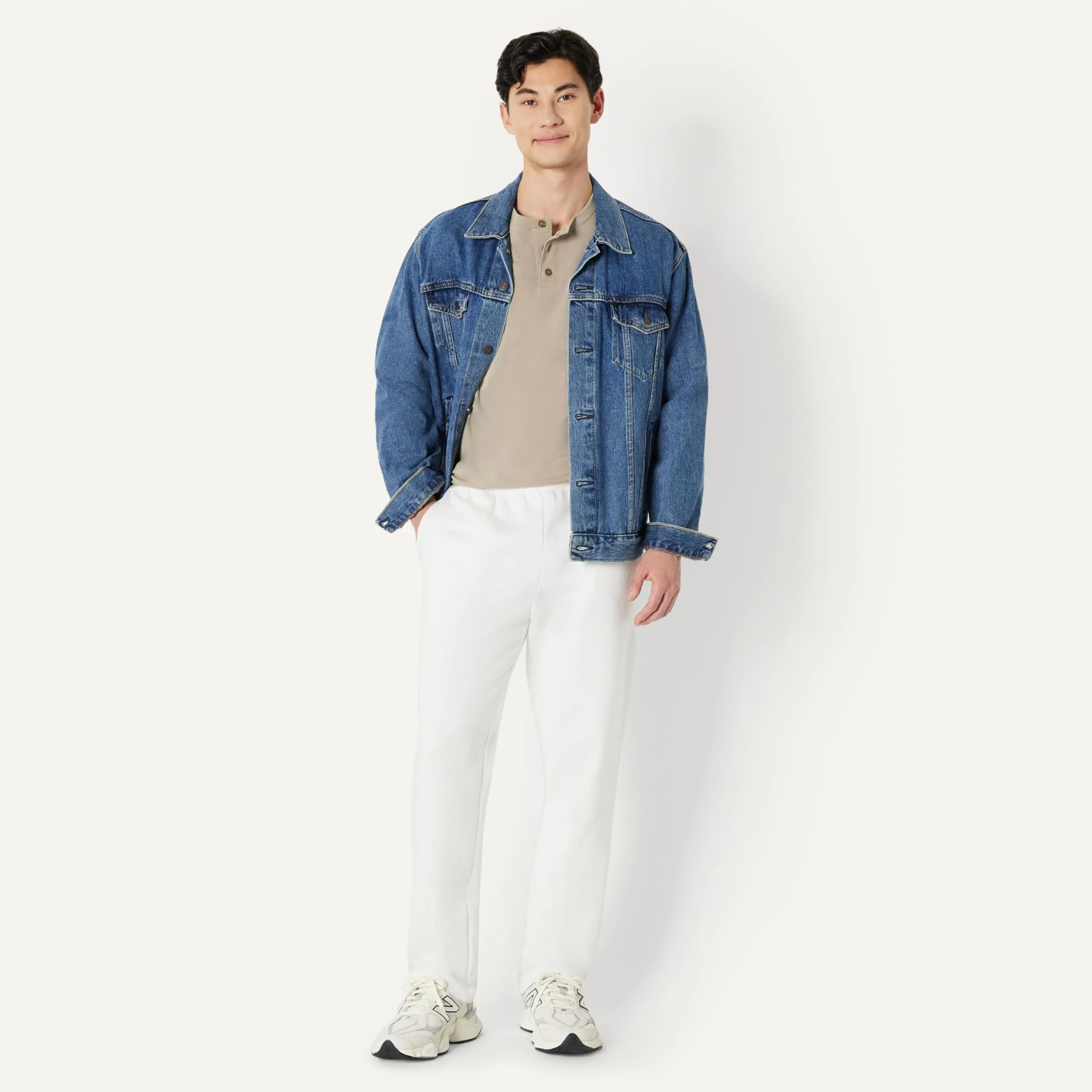 Amazon Essentials Pantaloni Sportivi in Pile con Fondo Aperto Uomo, Grigio Pallido, M - immagine 3