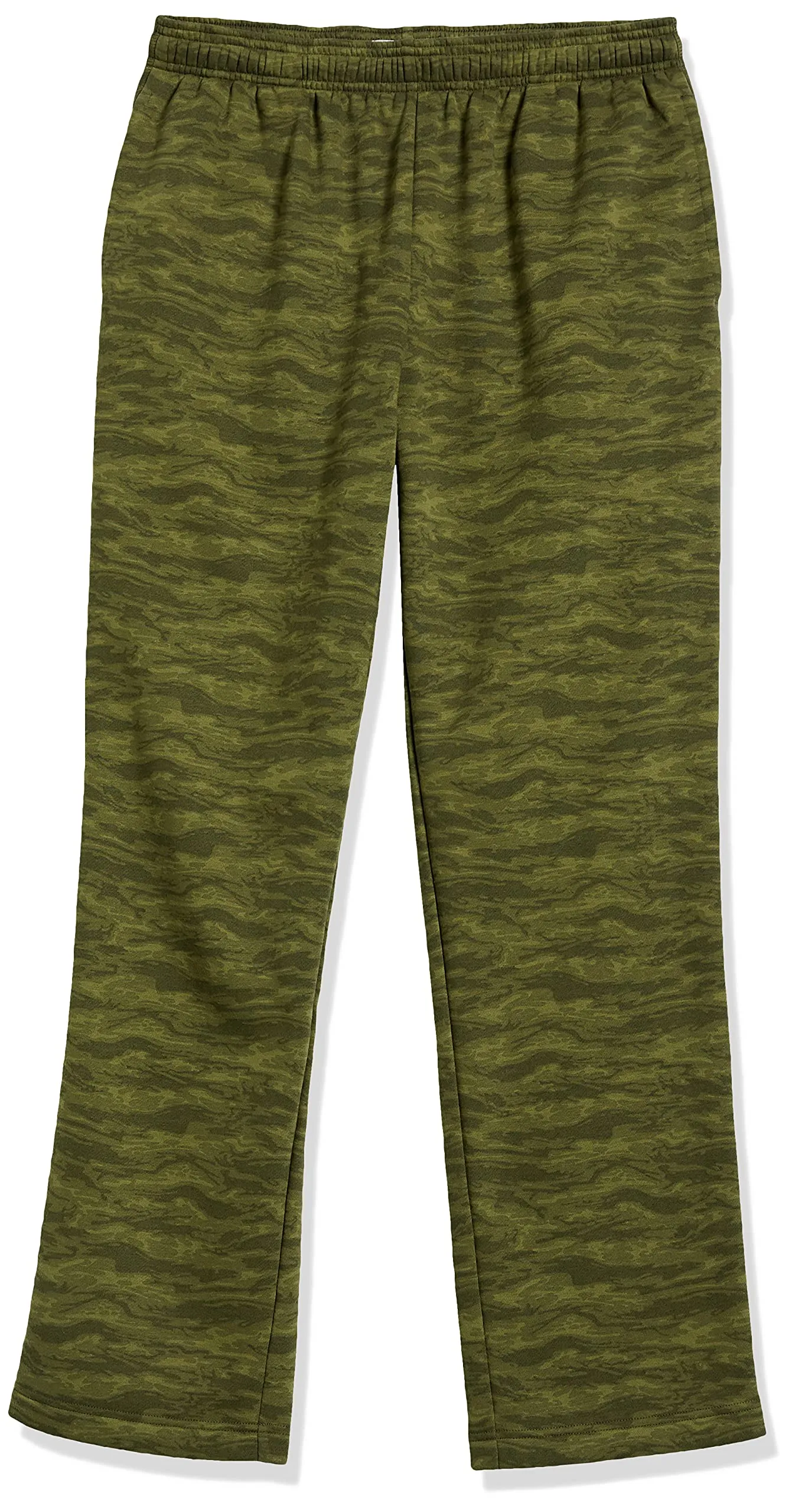 Amazon Essentials Pantaloni Sportivi in Pile con Fondo Aperto Uomo, Verde Militare Motivo Mimetico Astratto, L - immagine 6