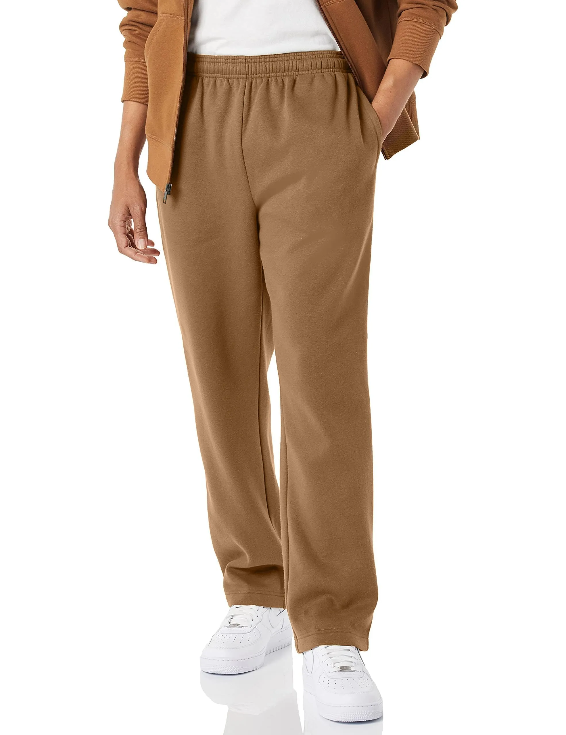 Amazon Essentials Pantaloni Sportivi in Pile con Fondo Aperto Uomo, Tan Scuro, XL - immagine 1