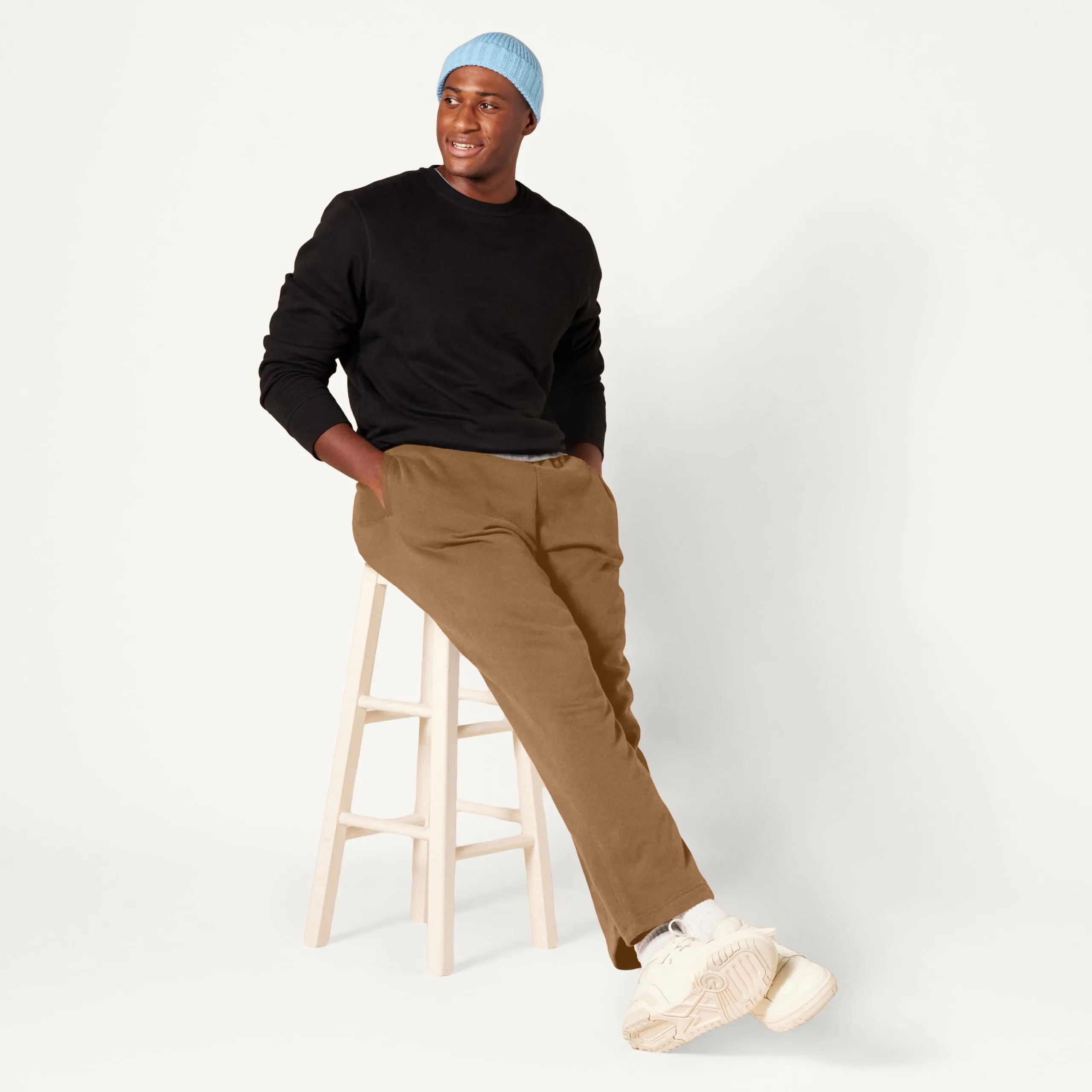 Amazon Essentials Pantaloni Sportivi in Pile con Fondo Aperto Uomo, Tan Scuro, L - immagine 8