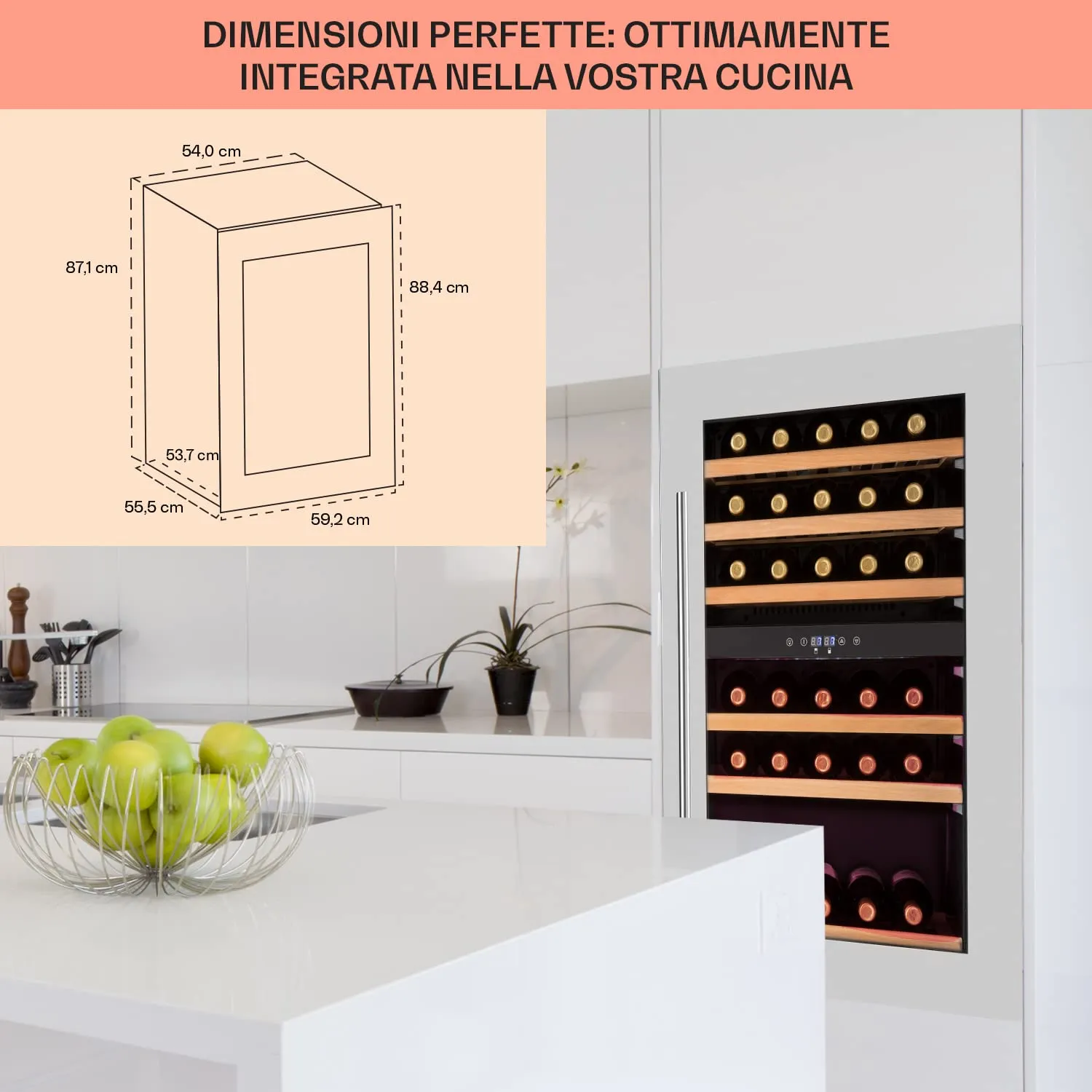 Klarstein Cantinetta Vino Design da Incasso, Zona Doppia, 132L, 35 Bottiglie - immagine 6