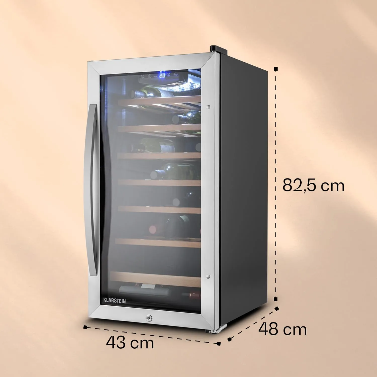 Klarstein Cantinetta Vino Zona Singola 26 Bottiglie, 5-18°C, Protezione UV, Pannello Touch - immagine 6