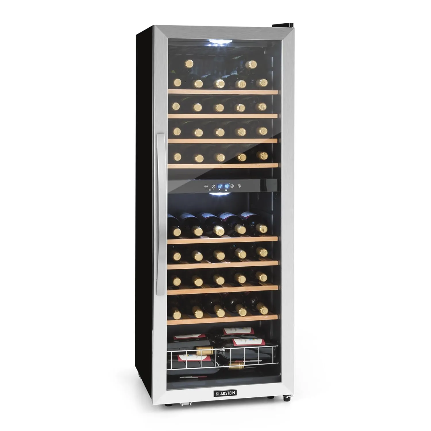 Klarstein Cantinetta Vino a Zona Doppia, Frigo Bar con Vetrina e Protezione UV, 5-18°C, 54 Bottiglie - immagine 1