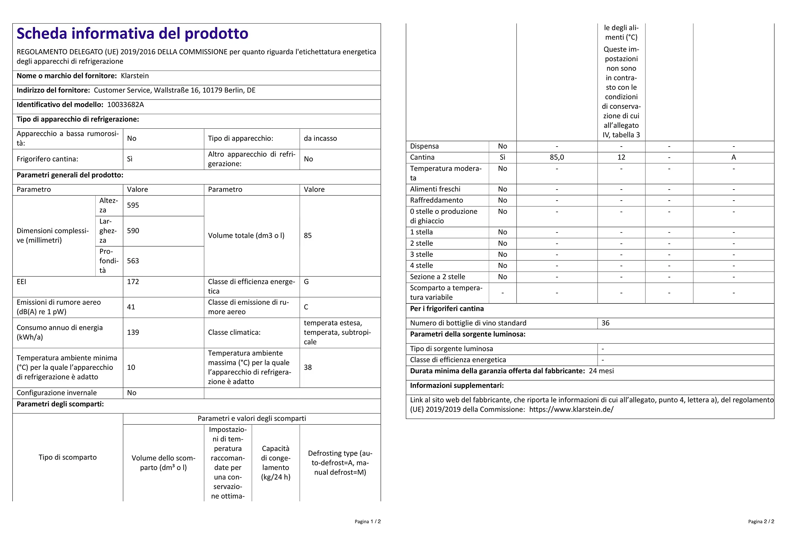 Klarstein Cantinetta Vino Design, Zona Doppia, Controlli Touch, 85L, 36 Bottiglie - immagine 8