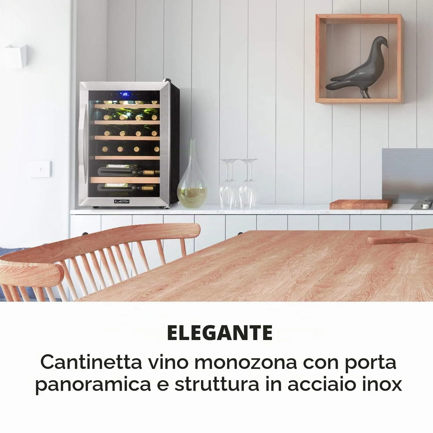 Klarstein Cantinetta Vino Refrigerata a Zona Singola, 4-18°C, 19 Bottiglie - immagine 3