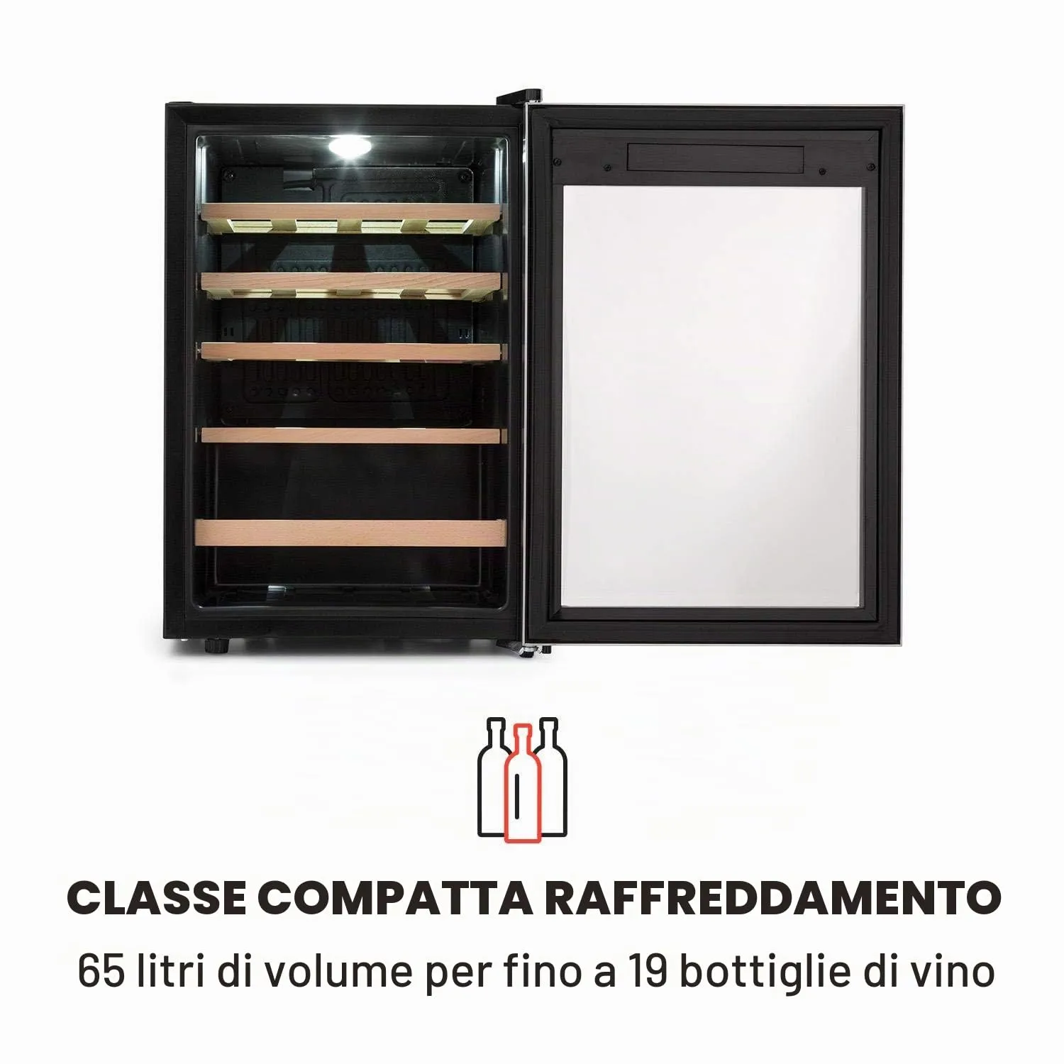 Klarstein Cantinetta Vino Refrigerata a Zona Singola, 4-18°C, 19 Bottiglie - immagine 5