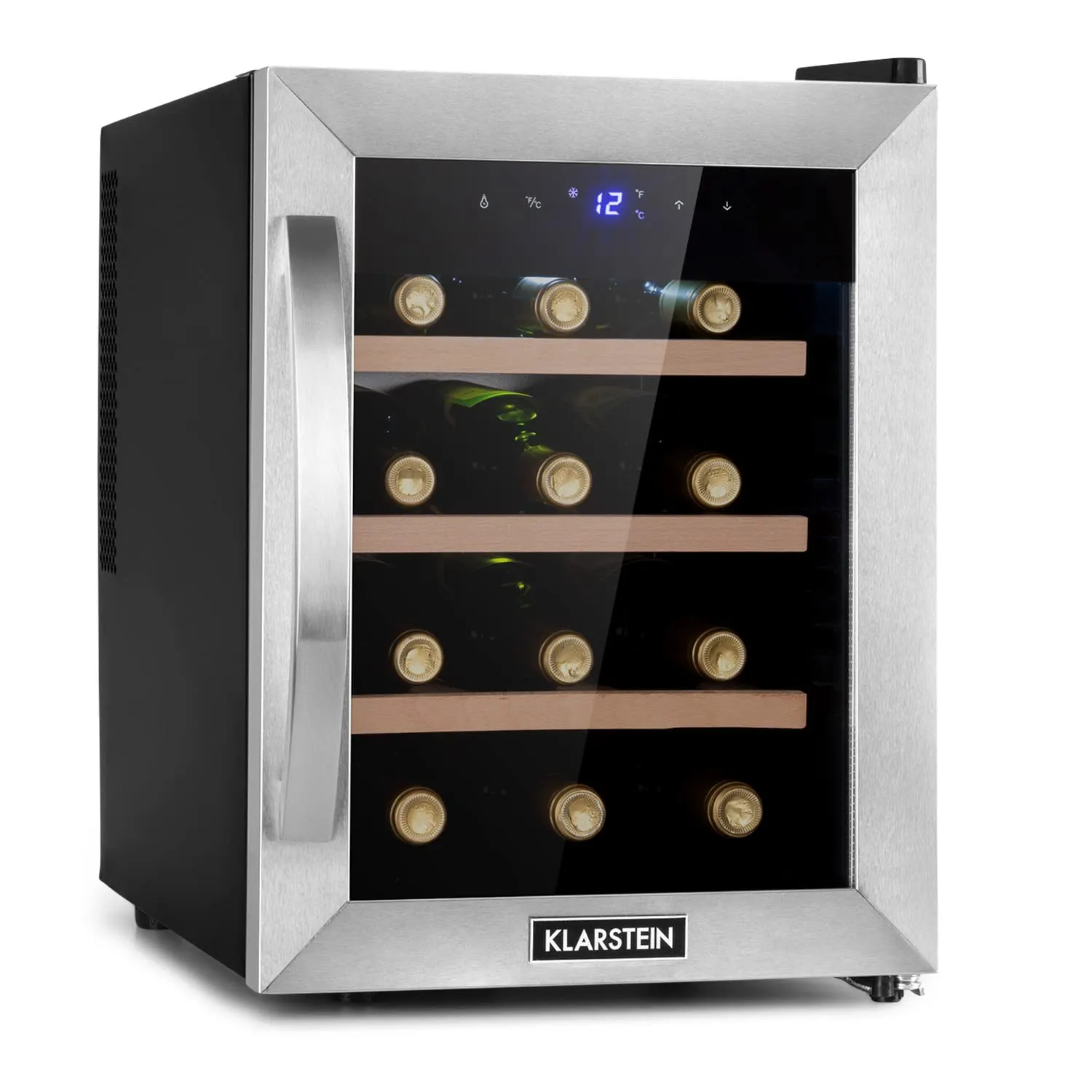 Klarstein Cantinetta Vino Zona Singola, Frigo Bar con Vetrina e Protezione UV, 11-18°C, 12 Bottiglie - immagine 1