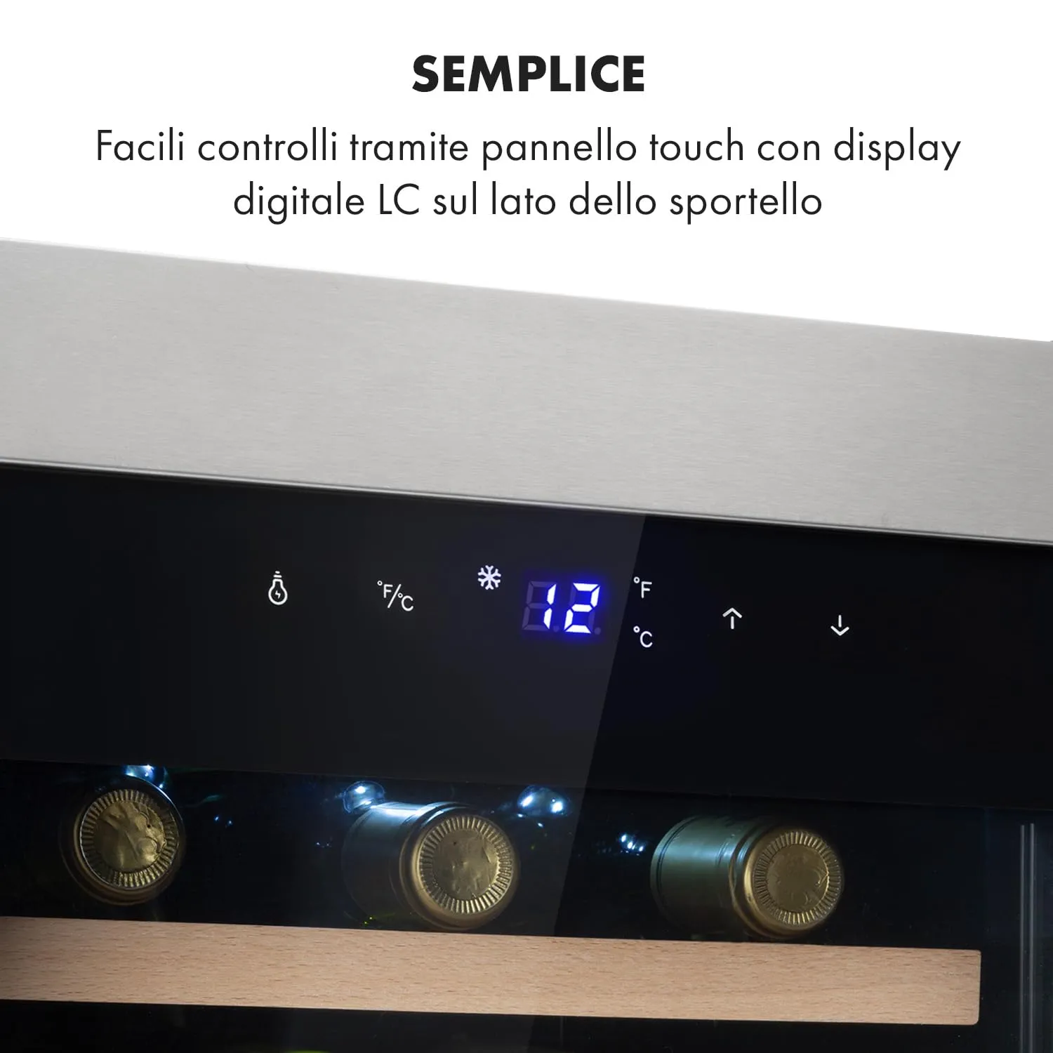 Klarstein Cantinetta Vino Zona Singola, Frigo Bar con Vetrina e Protezione UV, 11-18°C, 12 Bottiglie - immagine 4