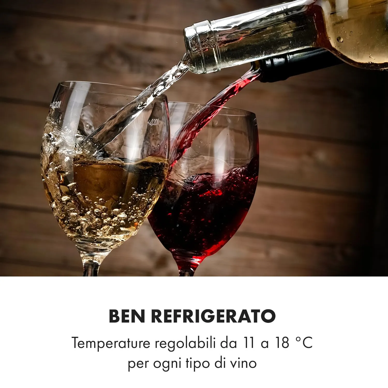 Klarstein Cantinetta Vino Zona Singola, Frigo Bar con Vetrina e Protezione UV, 11-18°C, 12 Bottiglie - immagine 6
