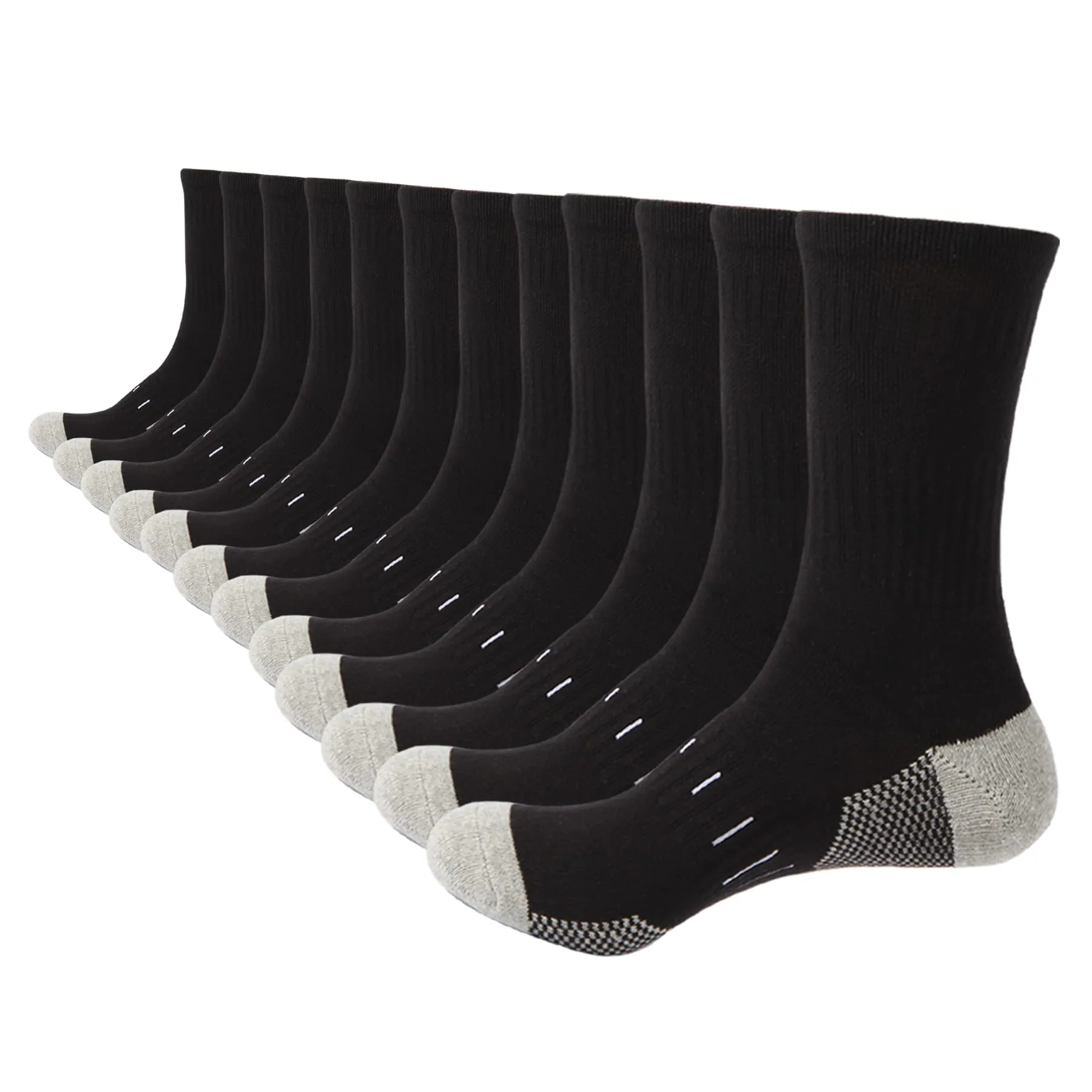 BUDERMMY Calze Uomo Traspiranti Ammortizzate per Sport, Running e Lavoro, 6 Paia, Nero, 39-42 - immagine 1