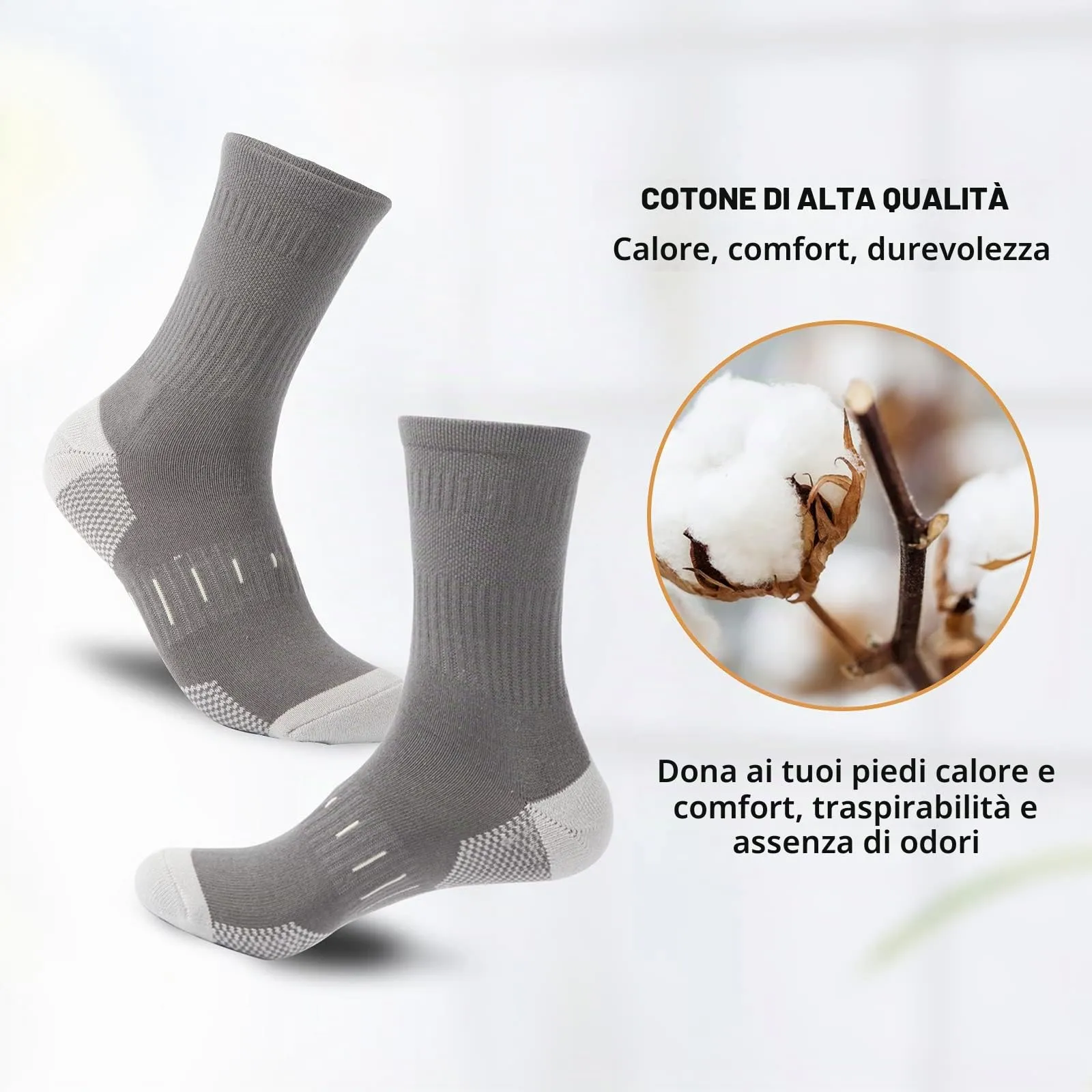 BUDERMMY Calze Uomo Traspiranti Ammortizzate per Sport Running Lavoro e Trekking, Nero, 6 Paia, 43-46 - immagine 6