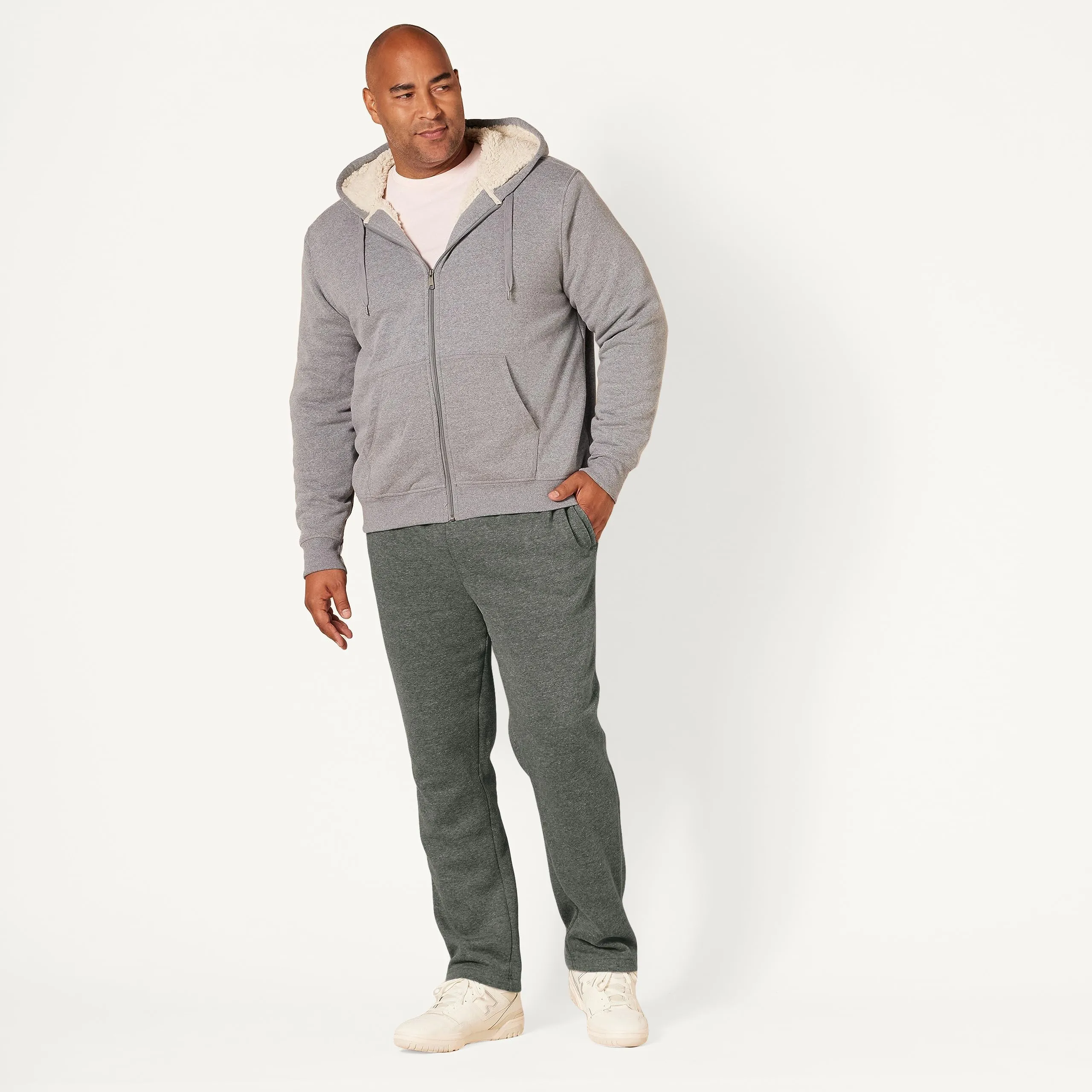 Amazon Essentials Pantaloni Sportivi in Pile con Fondo Aperto Uomo, Medio Grigio Puntinato, 5XL Plus - immagine 8